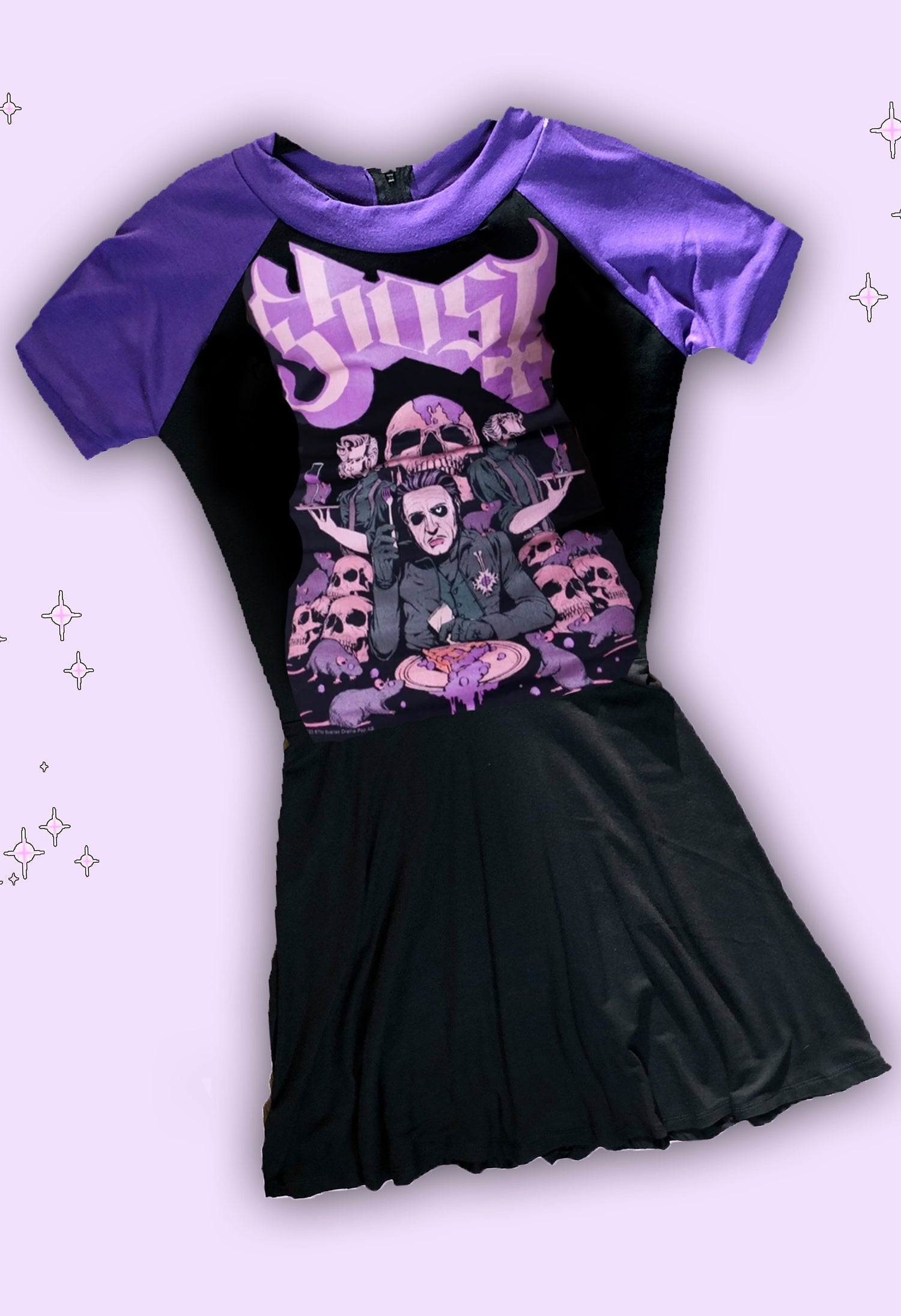 Ghost (Purple Sleeves) Baby Doll Dress (SHIPS FROM VERA'S EYECANDY, NOT AVAILABLE FOR PICKUP IN STORE) - Die With Your Boots On