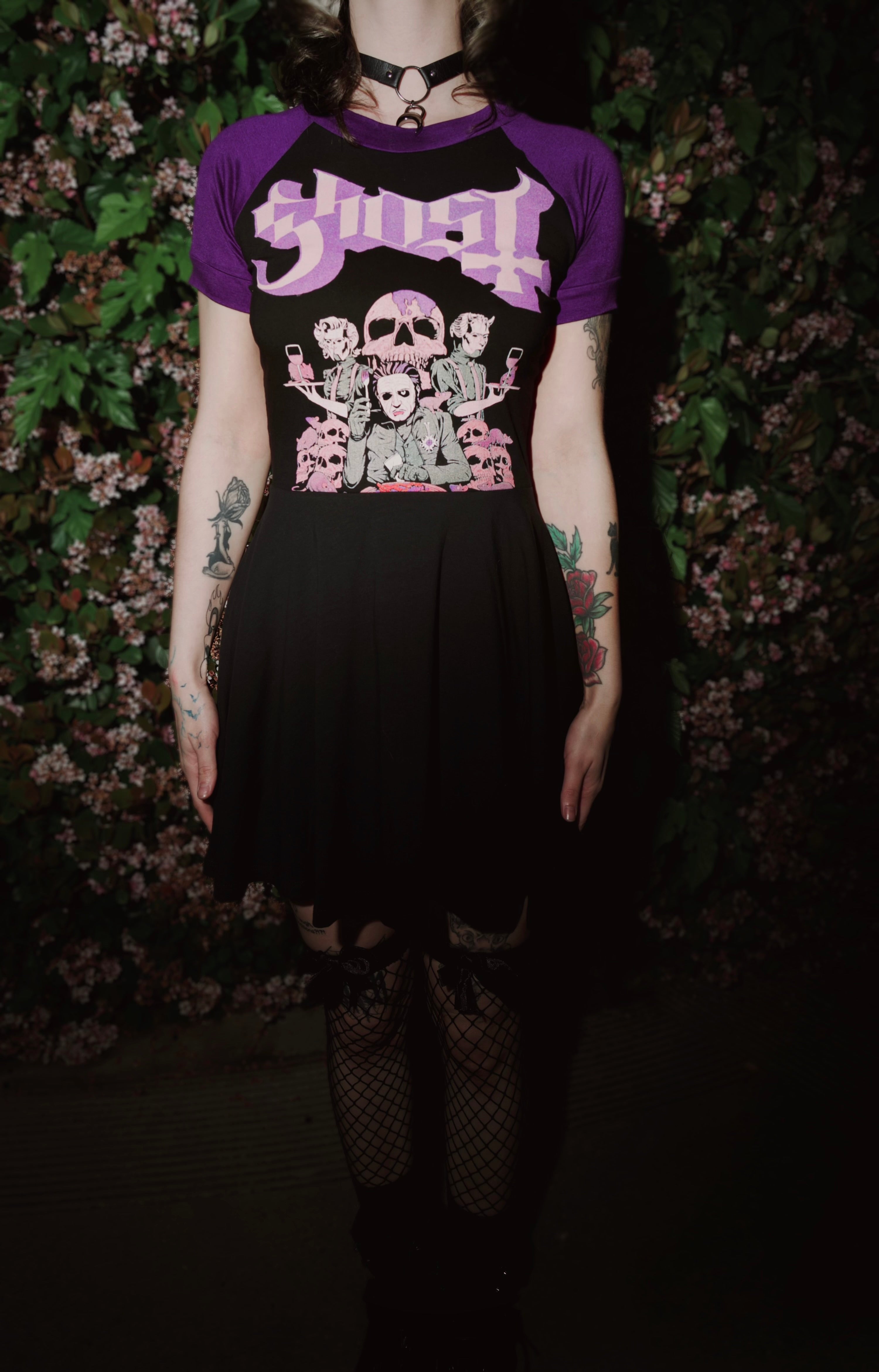 Ghost (Purple Sleeves) Baby Doll Dress (SHIPS FROM VERA'S EYECANDY, NOT AVAILABLE FOR PICKUP IN STORE) - Die With Your Boots On