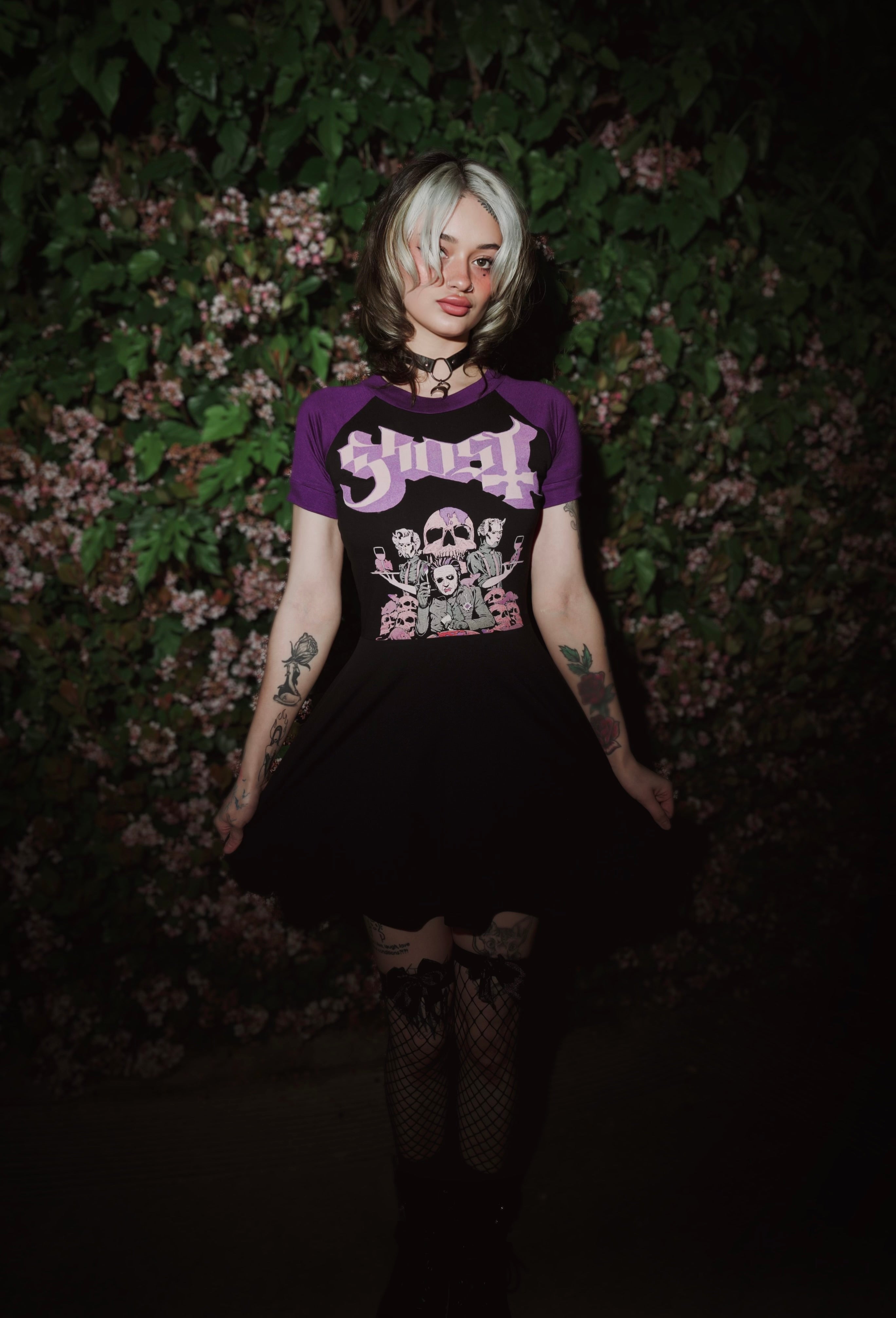 Ghost (Purple Sleeves) Baby Doll Dress (SHIPS FROM VERA'S EYECANDY, NOT AVAILABLE FOR PICKUP IN STORE) - Die With Your Boots On