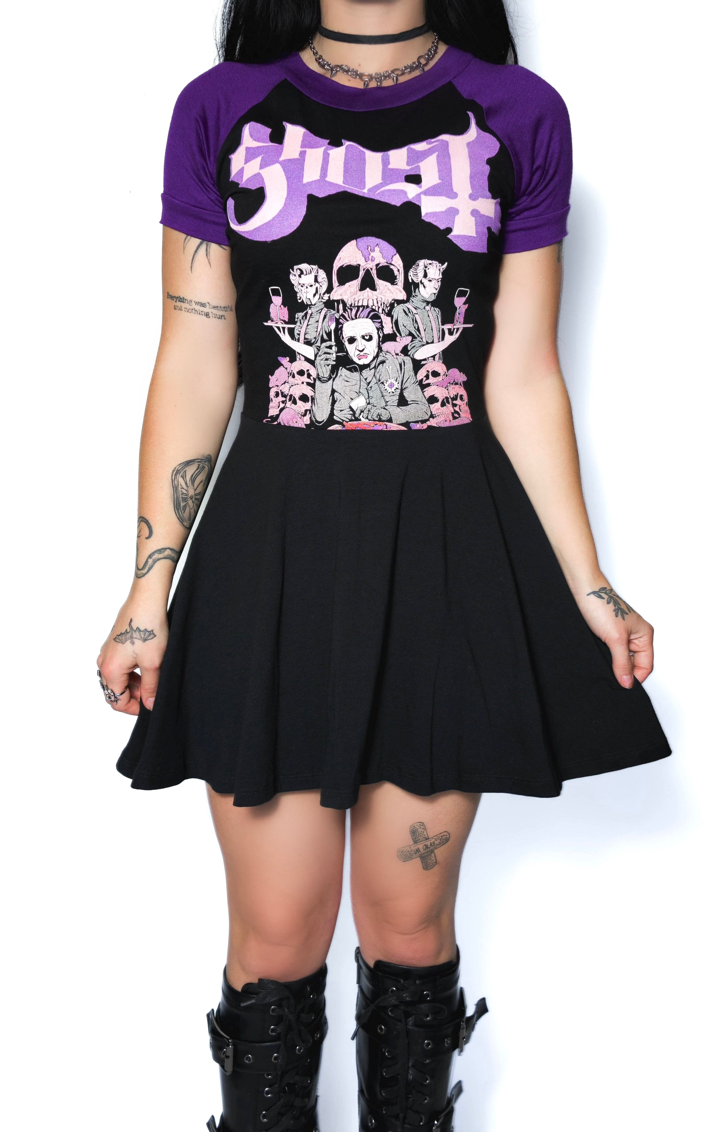 Ghost (Purple Sleeves) Baby Doll Dress (SHIPS FROM VERA'S EYECANDY, NOT AVAILABLE FOR PICKUP IN STORE) - Die With Your Boots On