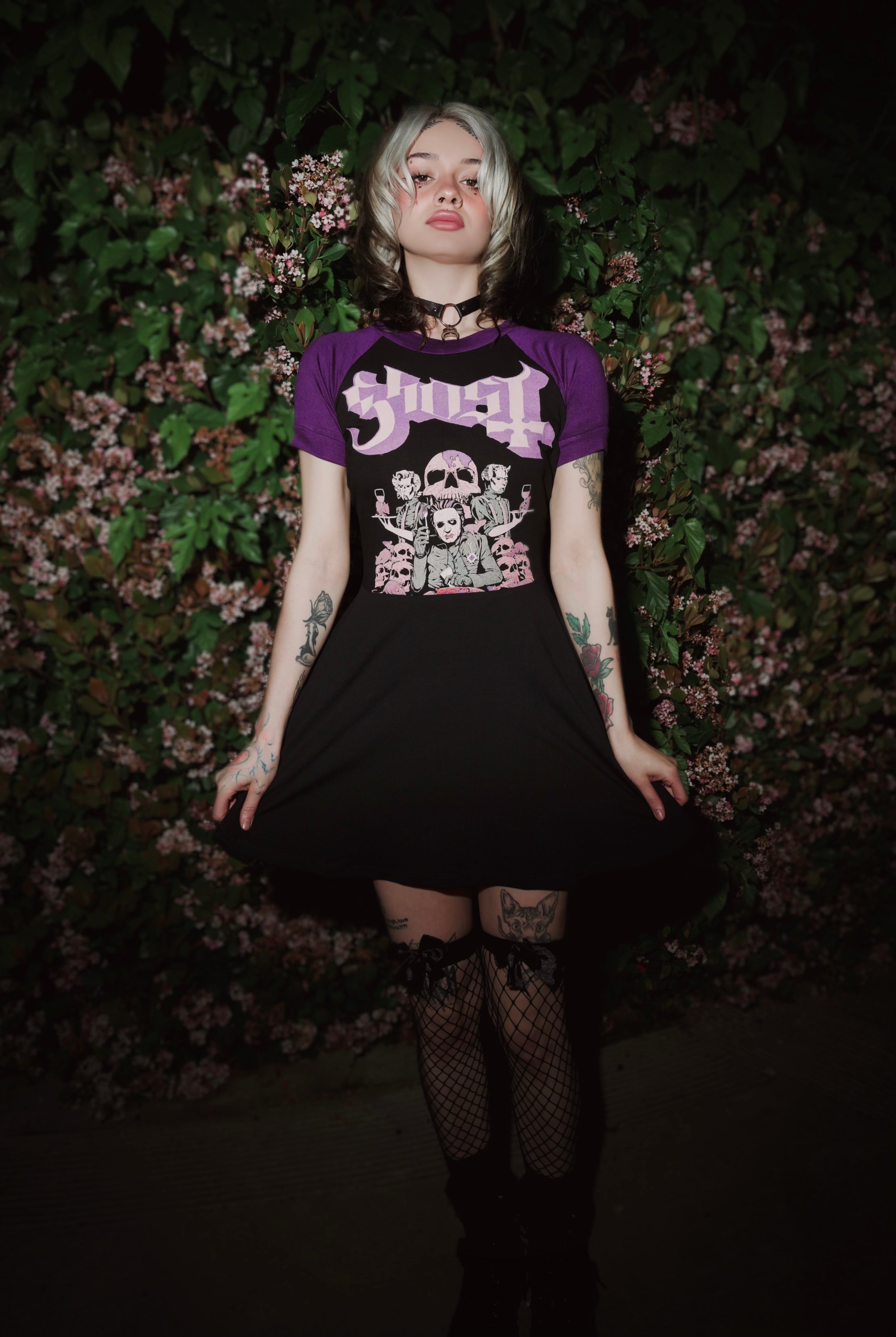 Ghost (Purple Sleeves) Baby Doll Dress (SHIPS FROM VERA'S EYECANDY, NOT AVAILABLE FOR PICKUP IN STORE) - Die With Your Boots On