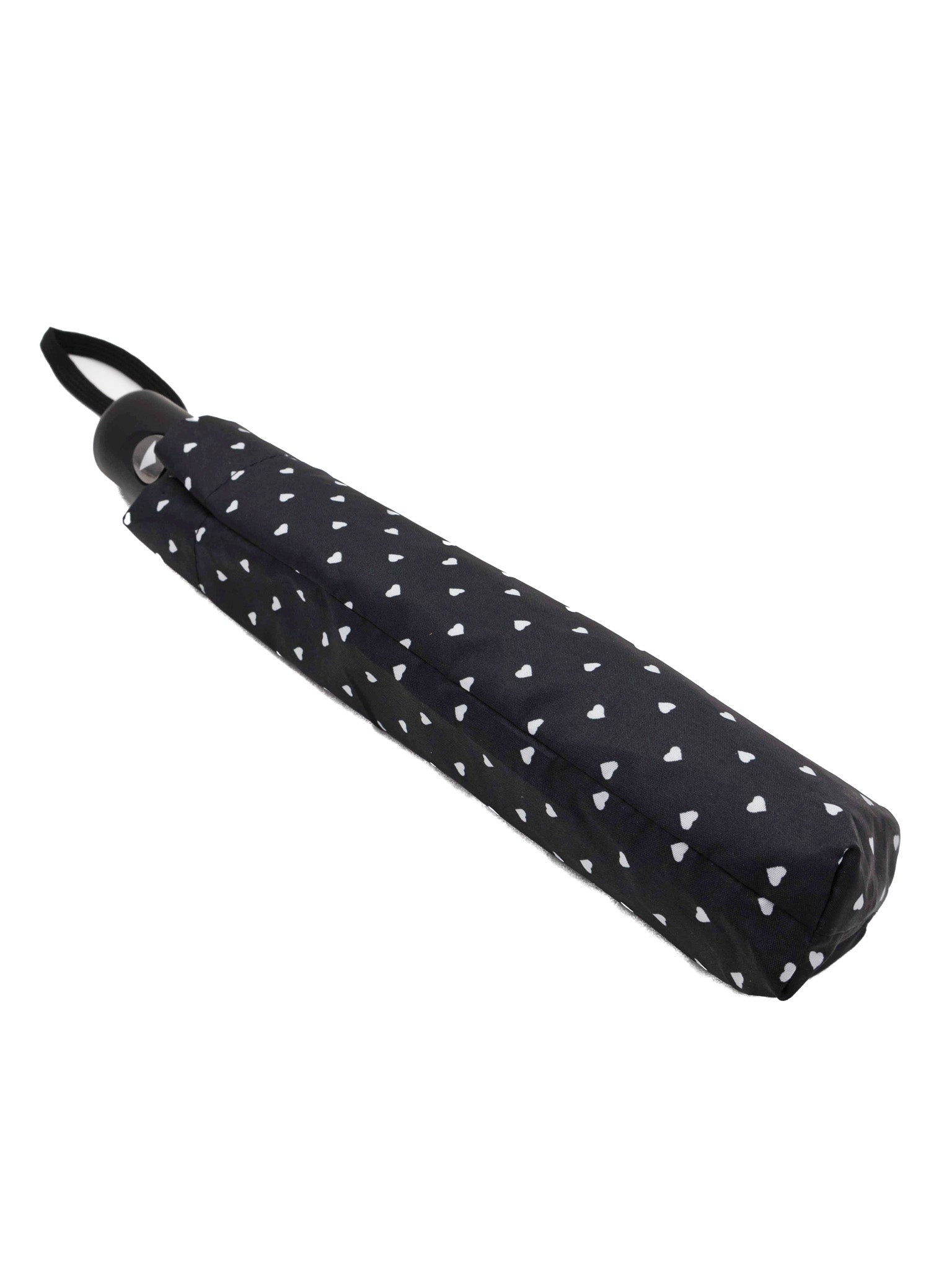 Compact Folding Umbrella (B&W Hearts) - Die With Your Boots On