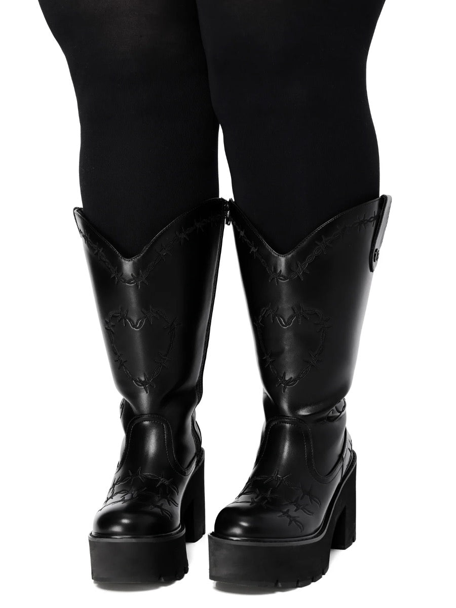 Barbed Wire Platform Cowboy Boots FOXBLOOD - Die With Your Boots On