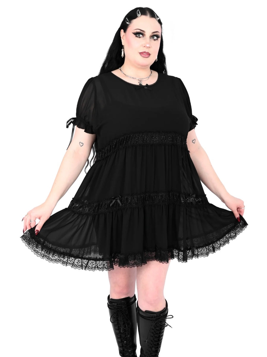 black sheer babydoll dress Clarisse Sheer Babydoll Dress FOXBLOOD