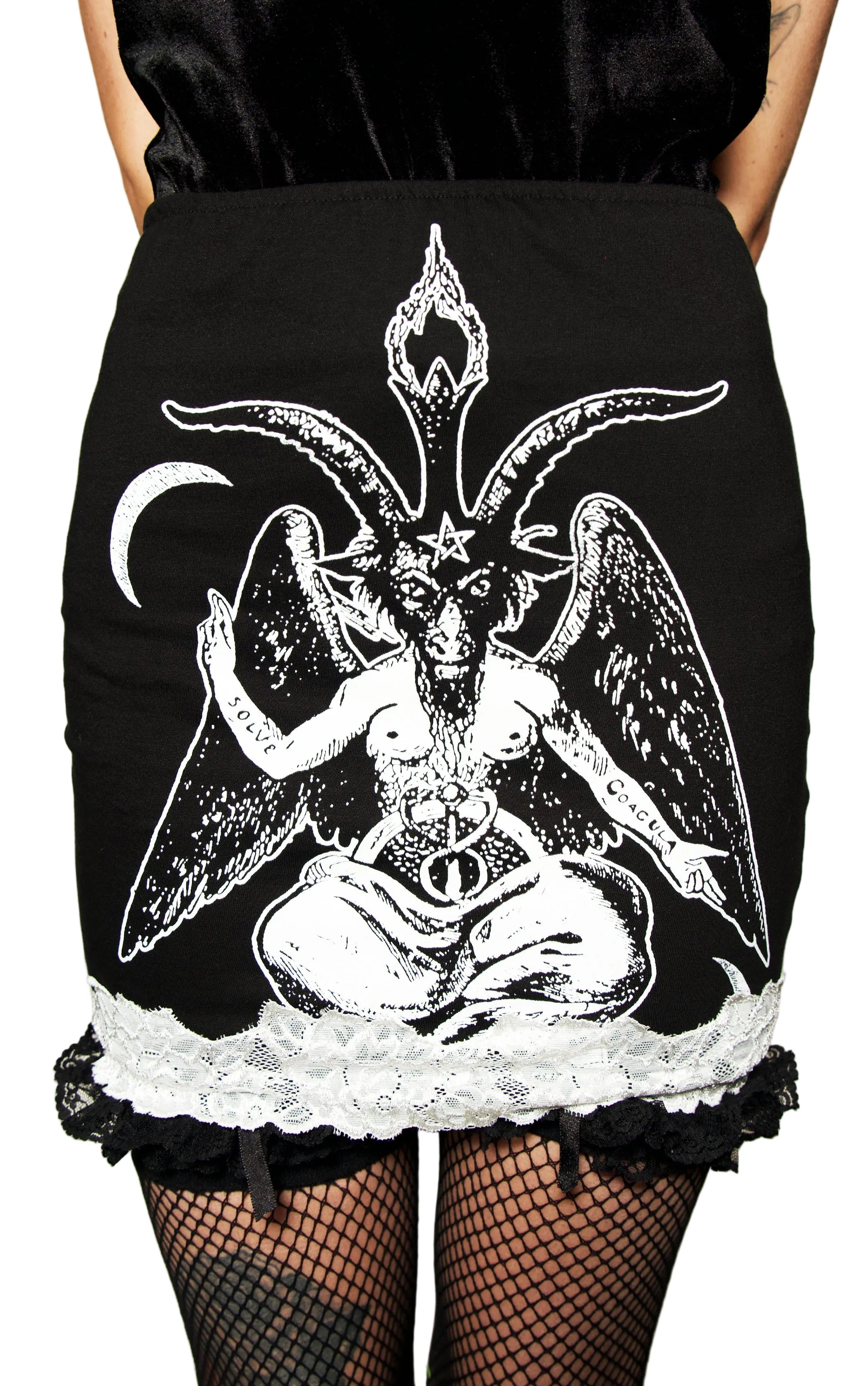 Baphomet Lace Skirt (SHIPS FROM VERA'S EYECANDY, NOT AVAILABLE FOR PICKUP IN STORE) - Die With Your Boots On