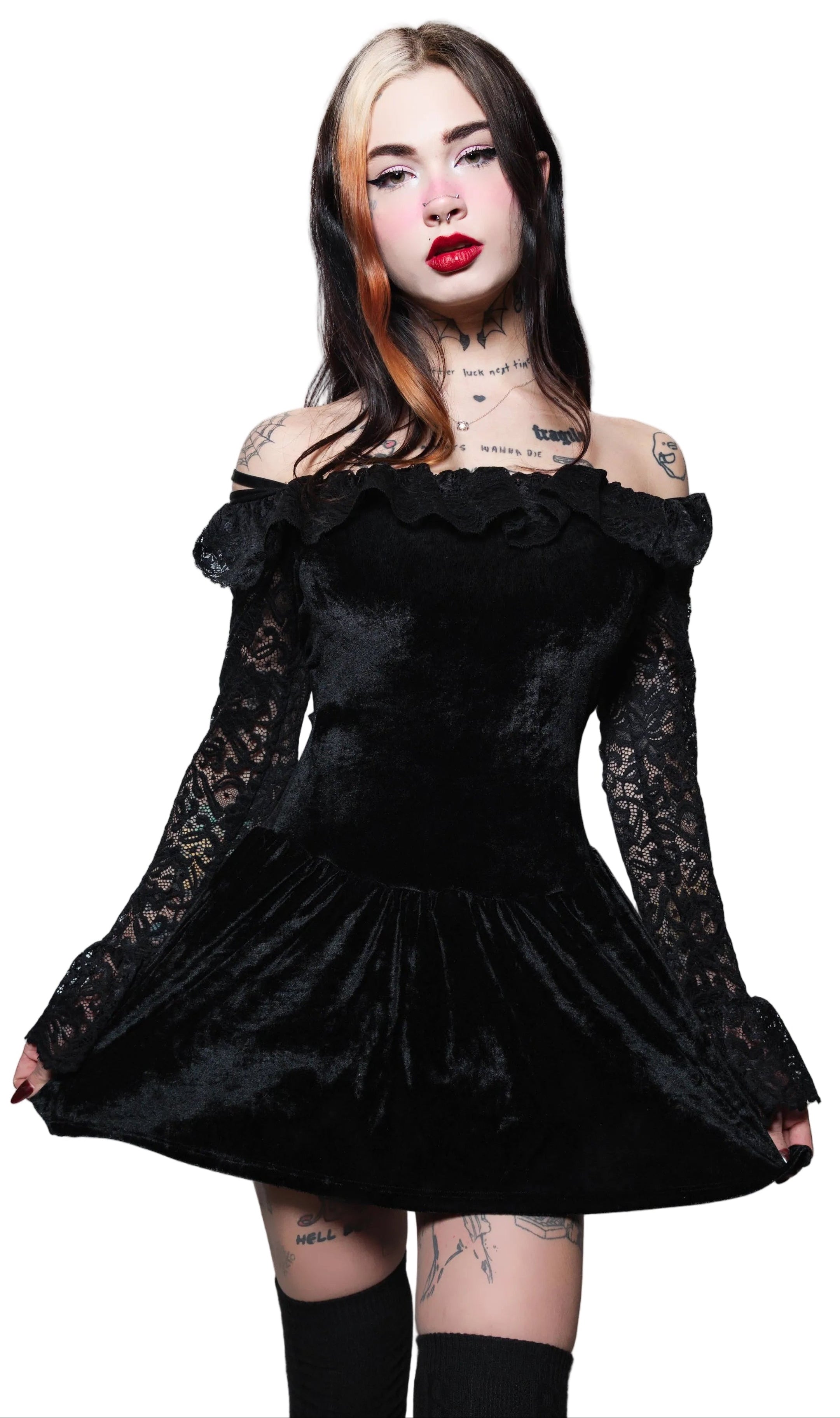 Black Widow Velvet Dress (SHIPS FROM VERA'S EYECANDY, NOT AVAILABLE FOR PICKUP IN STORE) Black Widow Velvet Dress (SHIPS FROM VERA'S EYECANDY, NOT AVAILABLE FOR PICKUP IN STORE)