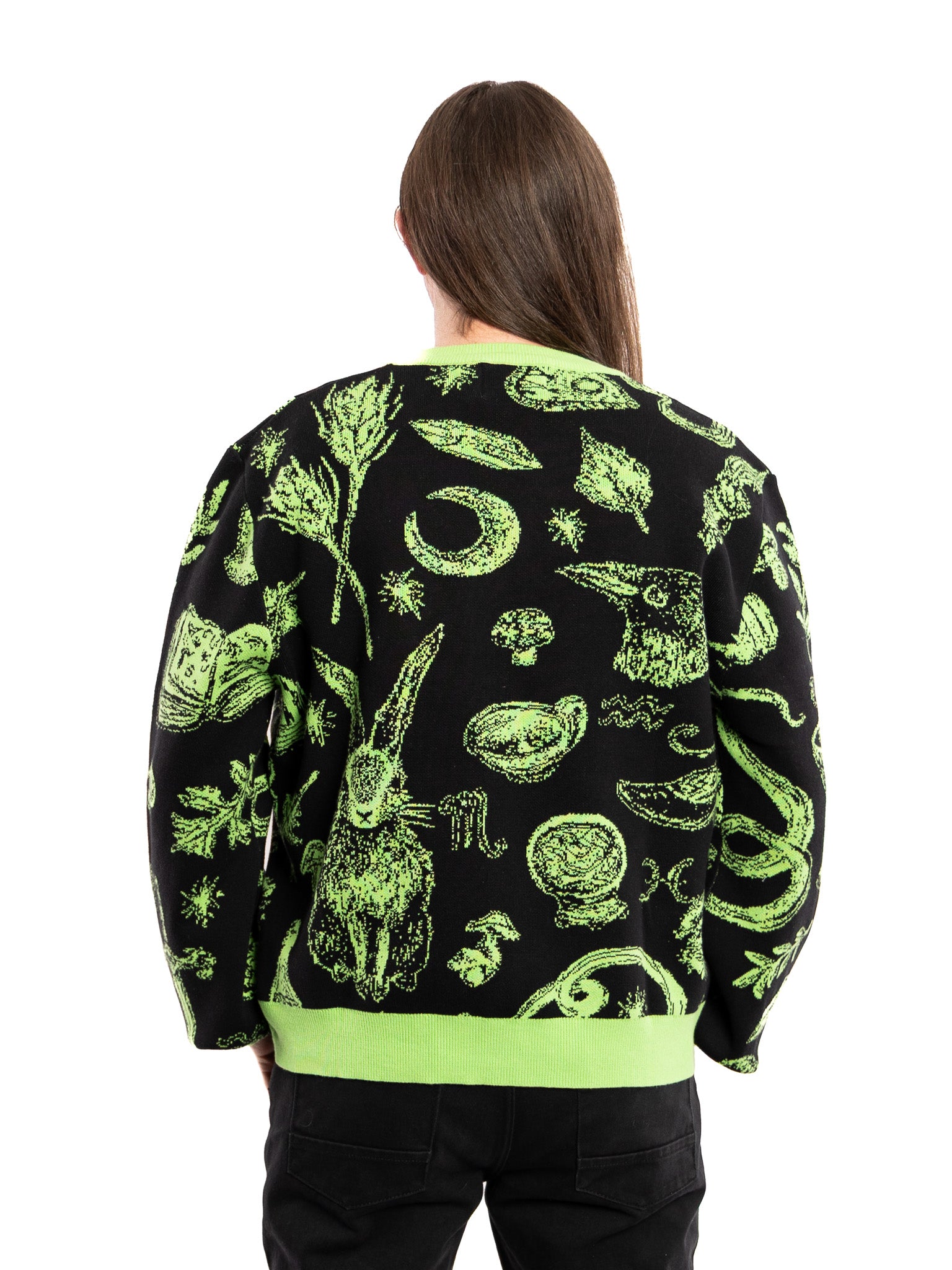 Magick Green & Black Cardigan BRETT MANNING ART - Die With Your Boots On