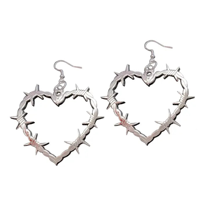 Barbed Wire Heart Earrings - Die With Your Boots On