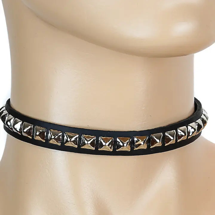 Mini Pyramid Stud Choker- Silver - Die With Your Boots On
