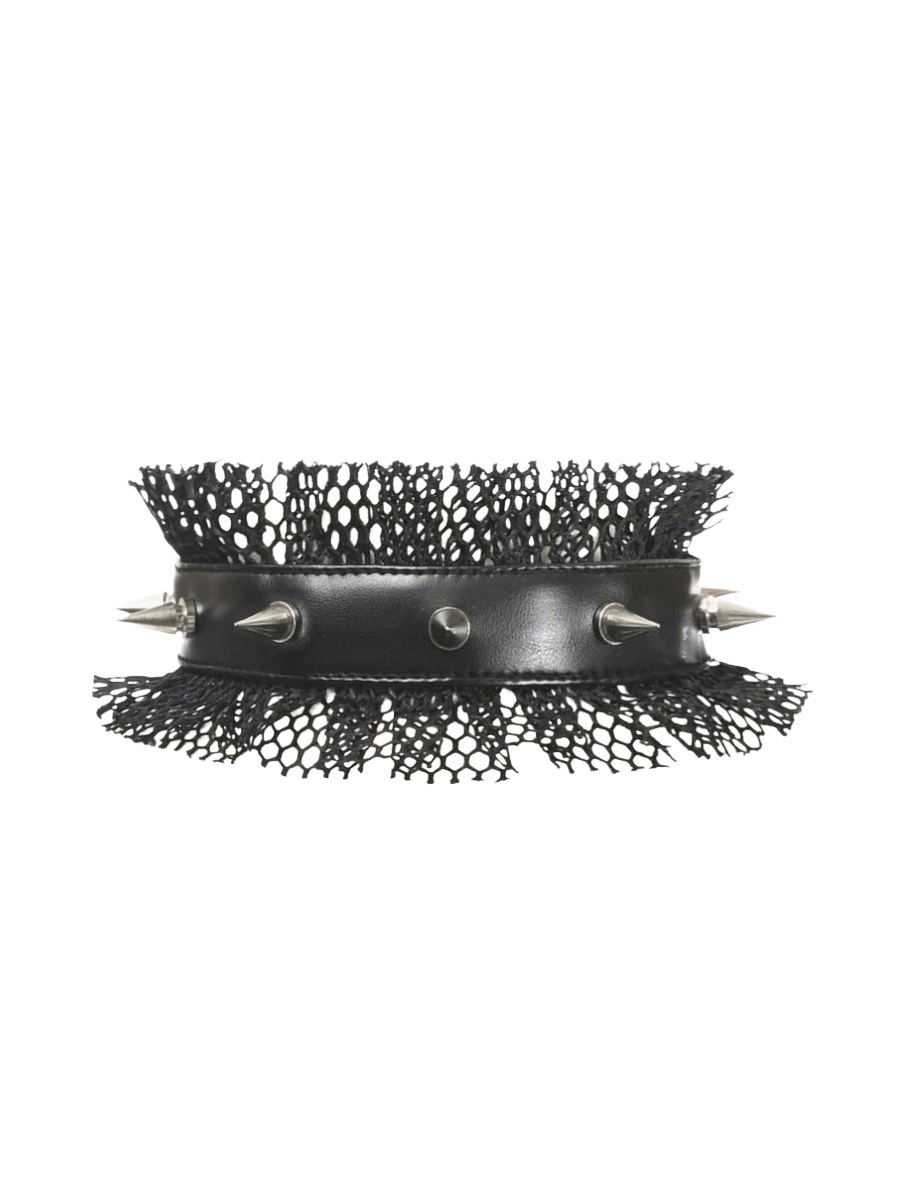 Kora Fishnet Spiked Choker - Die With Your Boots On