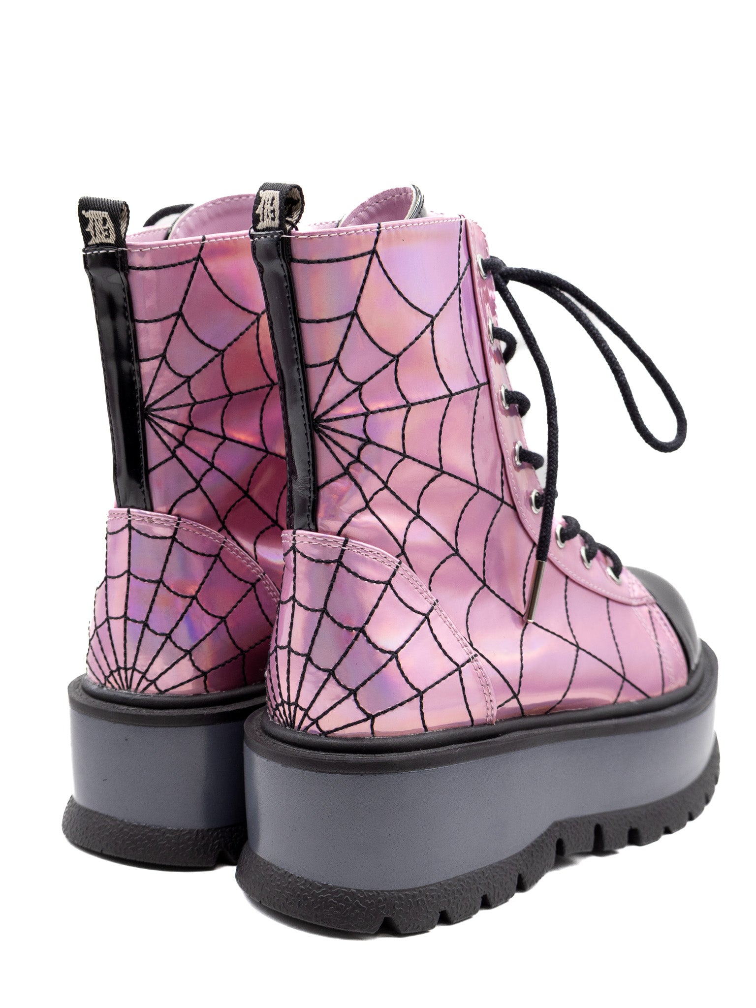 Lullaby Stomper Boot (Pink Iridescent)  DEMONIA - Die With Your Boots On