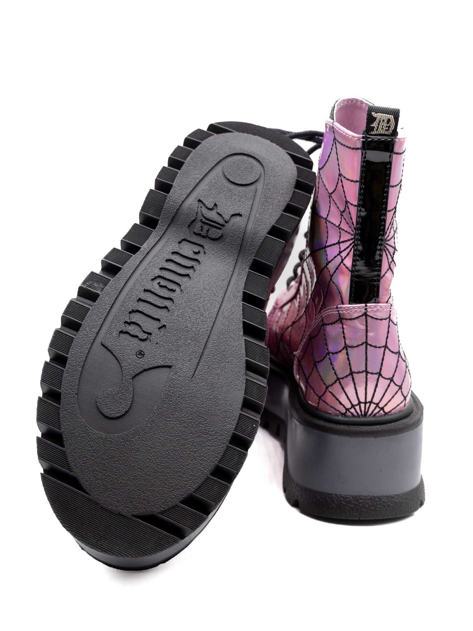 Lullaby Stomper Boot (Pink Iridescent)  DEMONIA - Die With Your Boots On