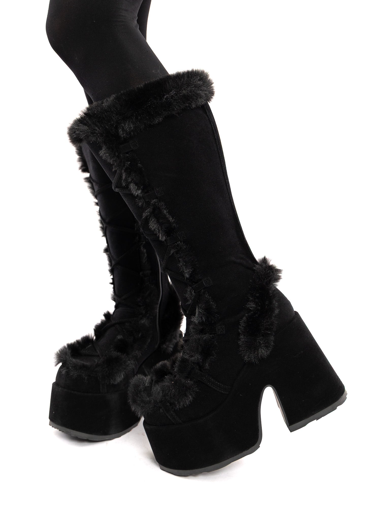Winter Goth Fur Platform Boots DEMONIA - Die With Your Boots On