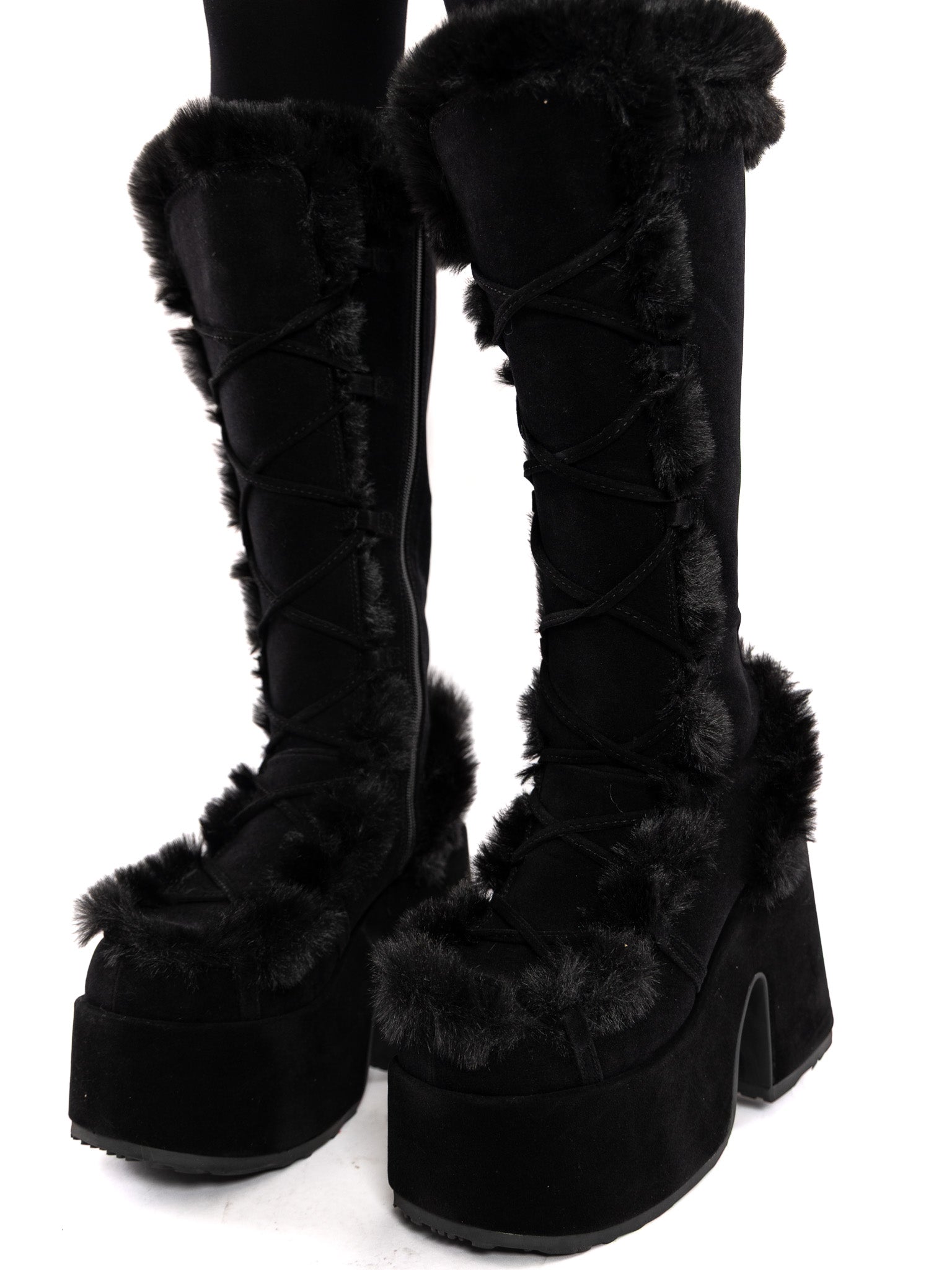 Winter Goth Fur Platform Boots DEMONIA - Die With Your Boots On