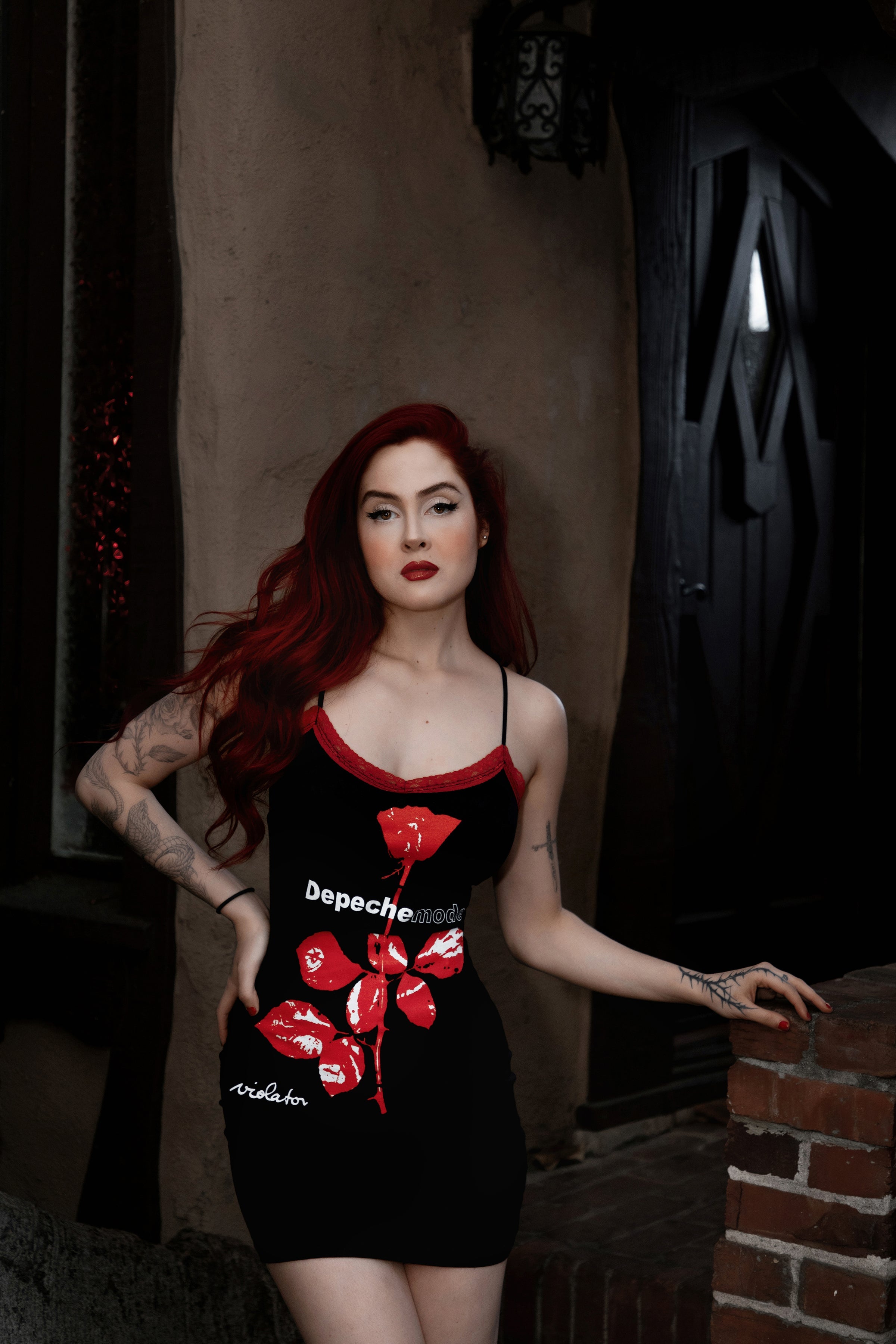 Depeche Mode Red Lace Strap Dress (SHIPS FROM VERA'S EYECANDY, NOT AVAILABLE FOR PICKUP IN STORE) - Die With Your Boots On