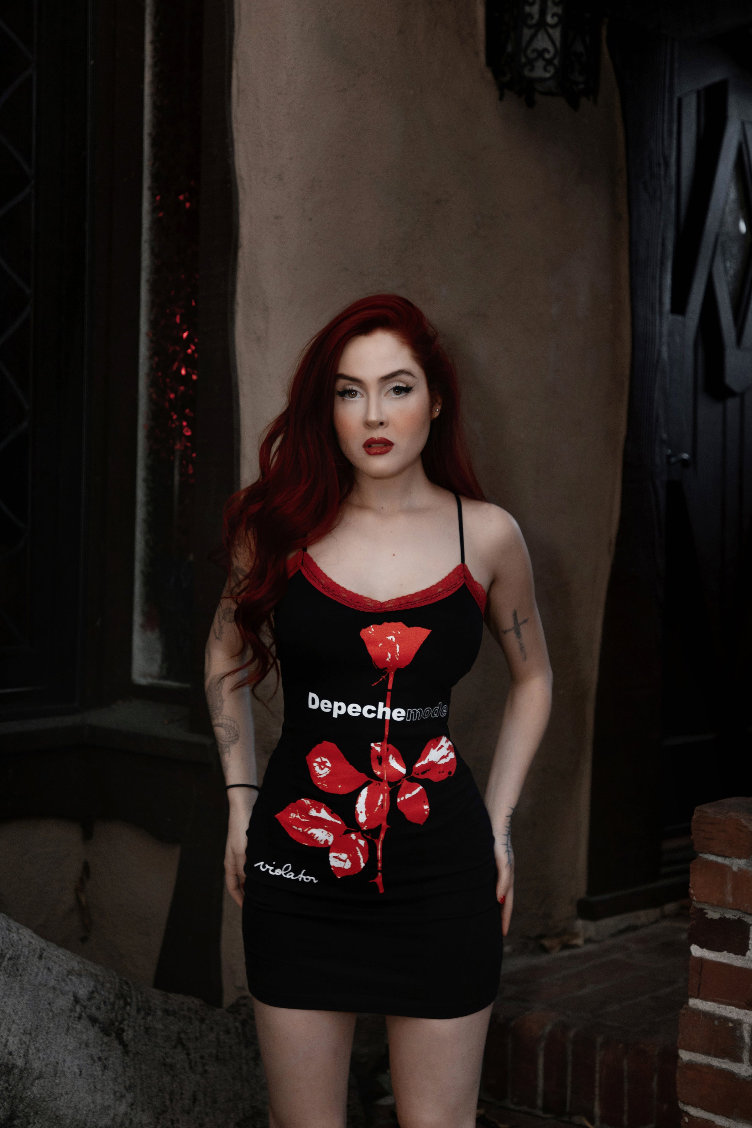 Depeche Mode Red Lace Strap Dress (SHIPS FROM VERA'S EYECANDY, NOT AVAILABLE FOR PICKUP IN STORE) - Die With Your Boots On