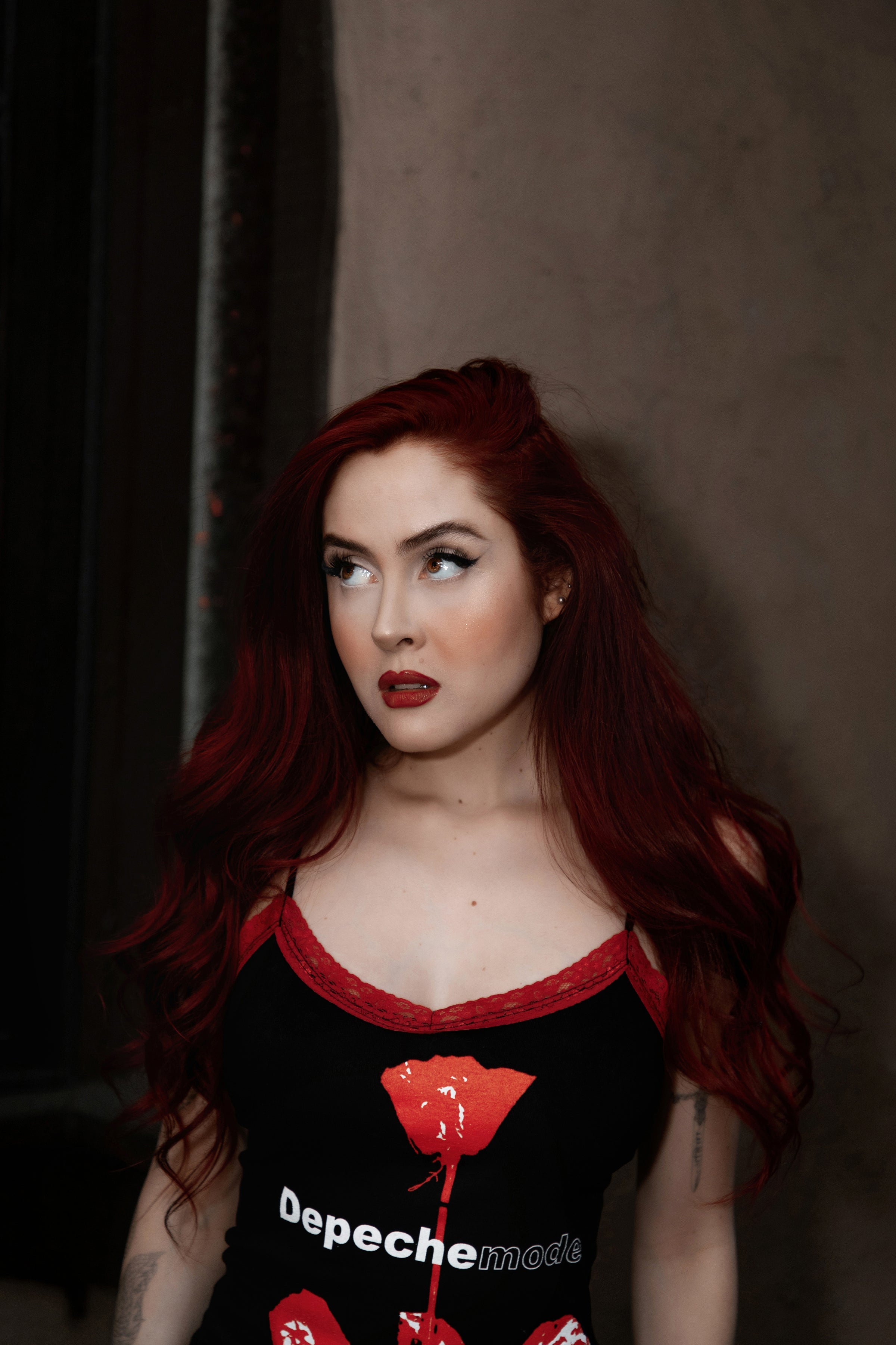 Depeche Mode Red Lace Strap Dress (SHIPS FROM VERA'S EYECANDY, NOT AVAILABLE FOR PICKUP IN STORE) - Die With Your Boots On