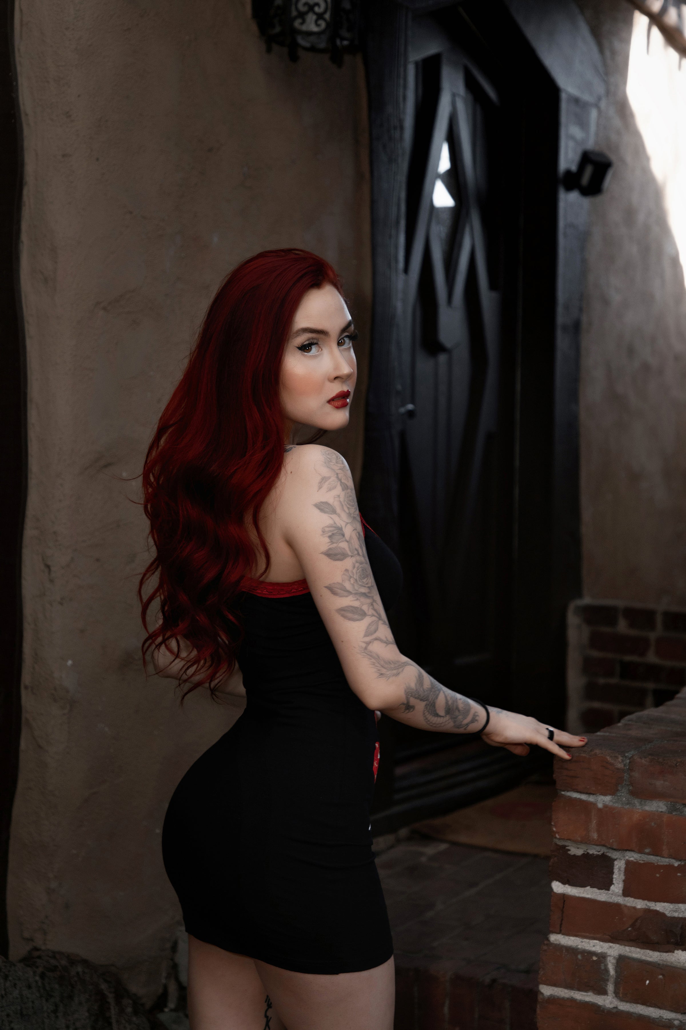 Depeche Mode Red Lace Strap Dress (SHIPS FROM VERA'S EYECANDY, NOT AVAILABLE FOR PICKUP IN STORE) - Die With Your Boots On