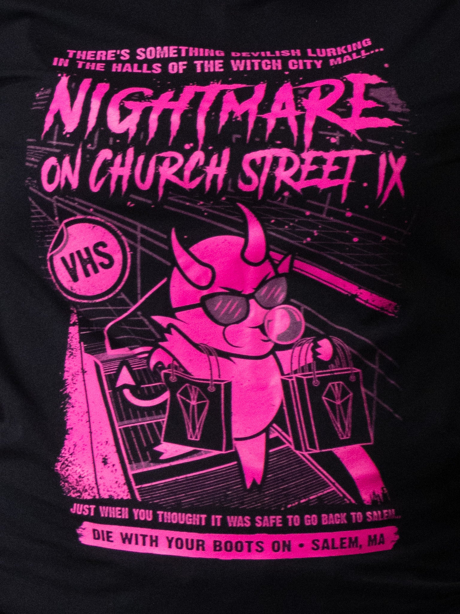 Nightmare on Church St VHS T-Shirt - Die With Your Boots On