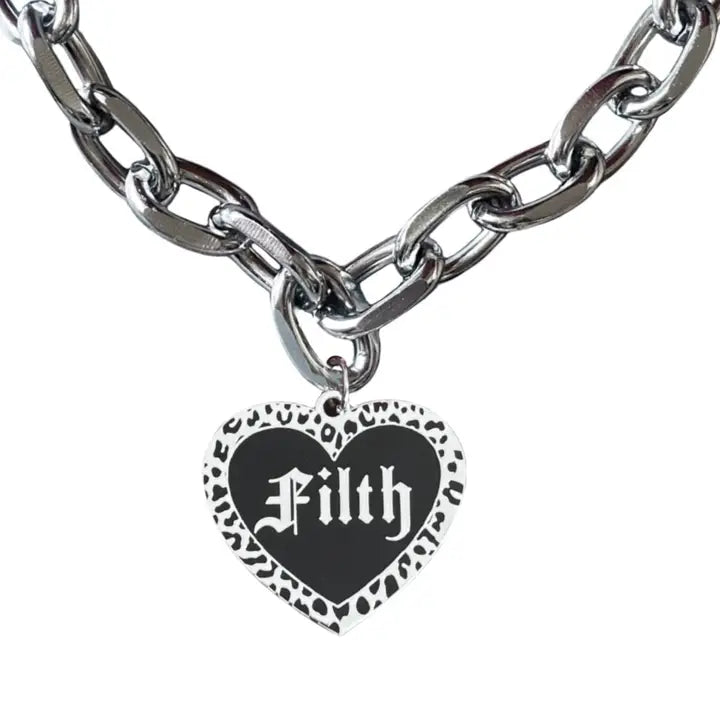 Filth Heart Chain Choker - Die With Your Boots On