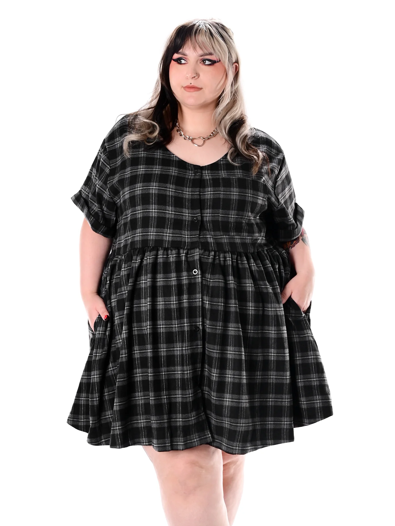 Plaid Babydoll Dress FOXBLOOD - Die With Your Boots On