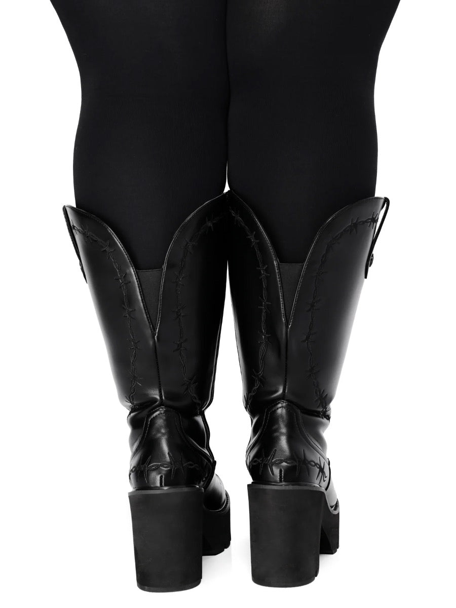 Barbed Wire Platform Cowboy Boots FOXBLOOD - Die With Your Boots On