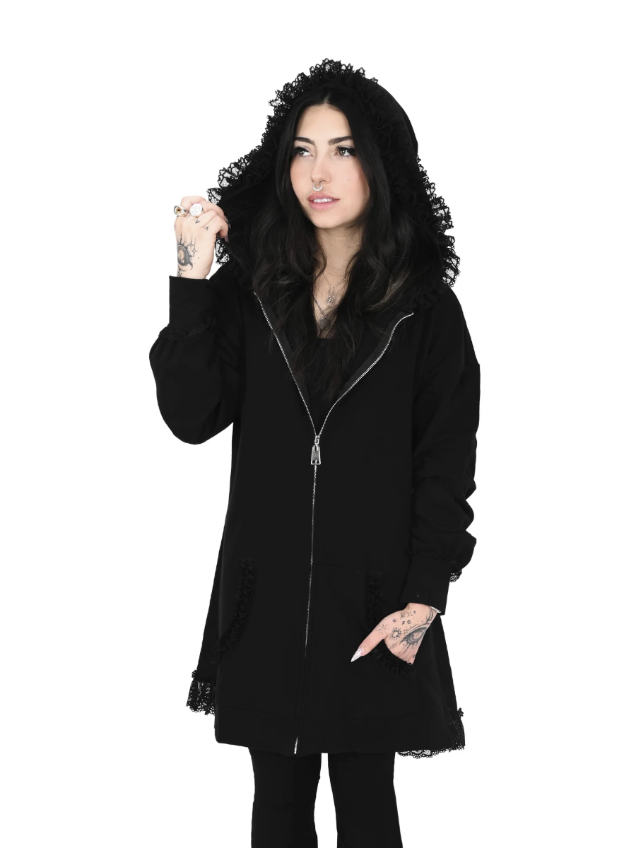 Lucy Lace Ruffle Hoodie FOXBLOOD - Die With Your Boots On