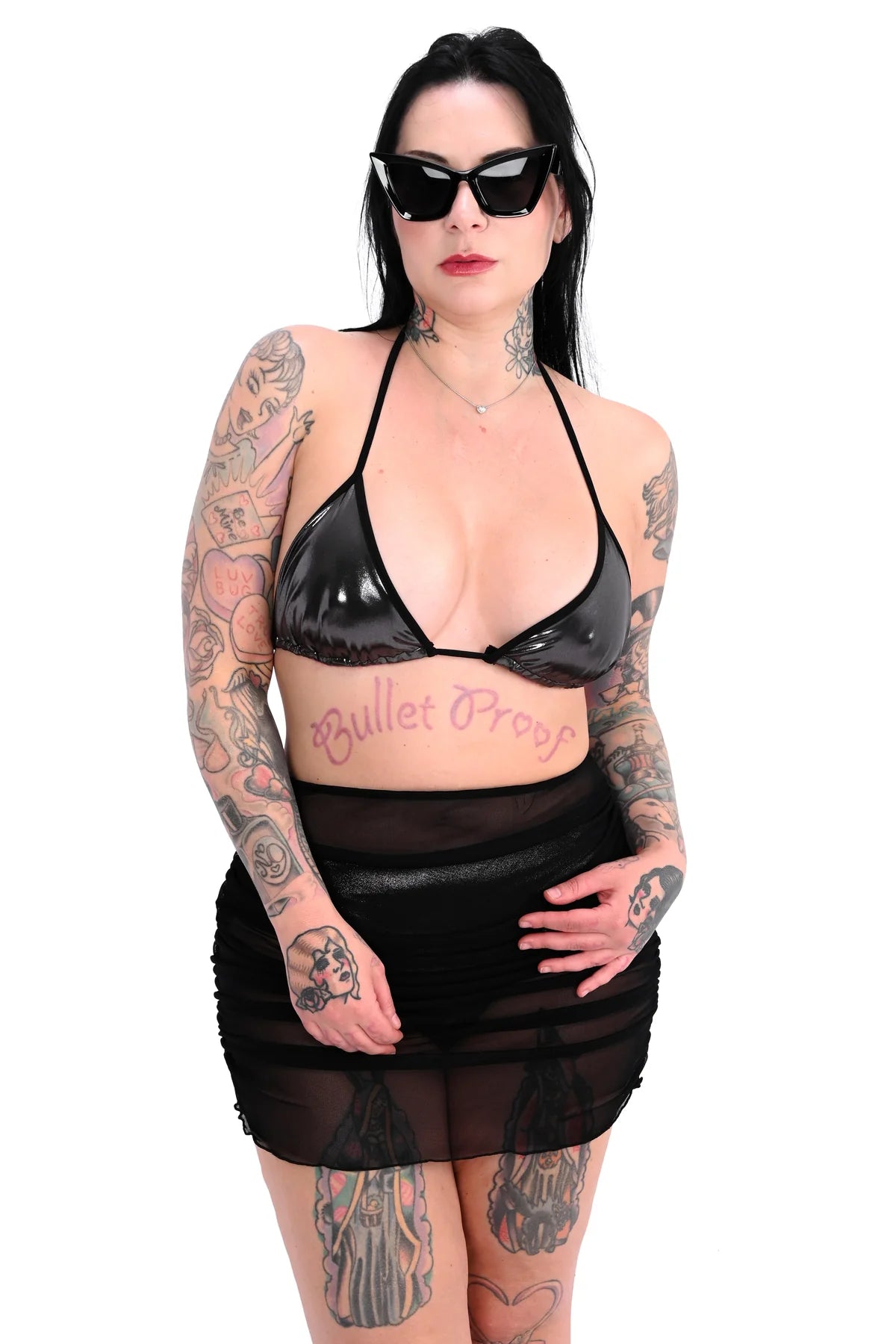 Black Chrome Triangle Bikini Top FOXBLOOD LIMITED - Die With Your Boots On