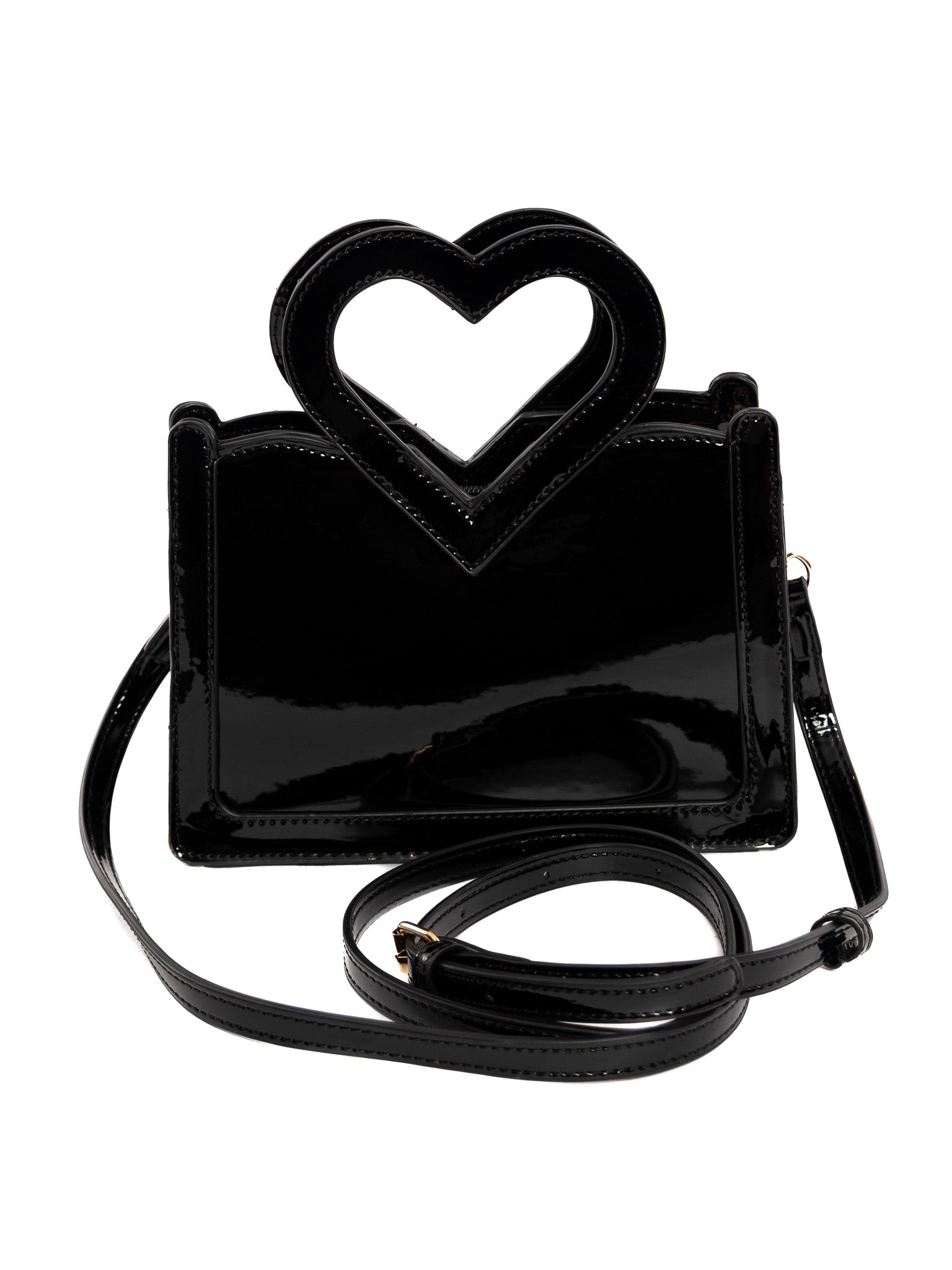Heart to Heart Patent Handbag- Black - Die With Your Boots On