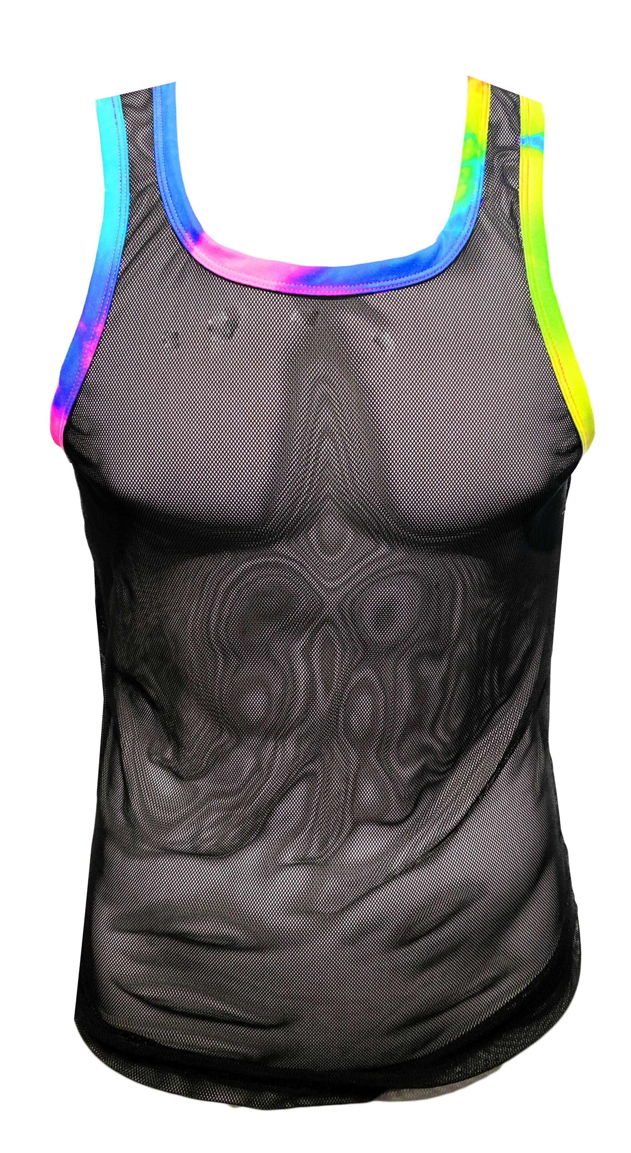 Rainbow Contrast Mesh Tank Top UNISEX - Die With Your Boots On