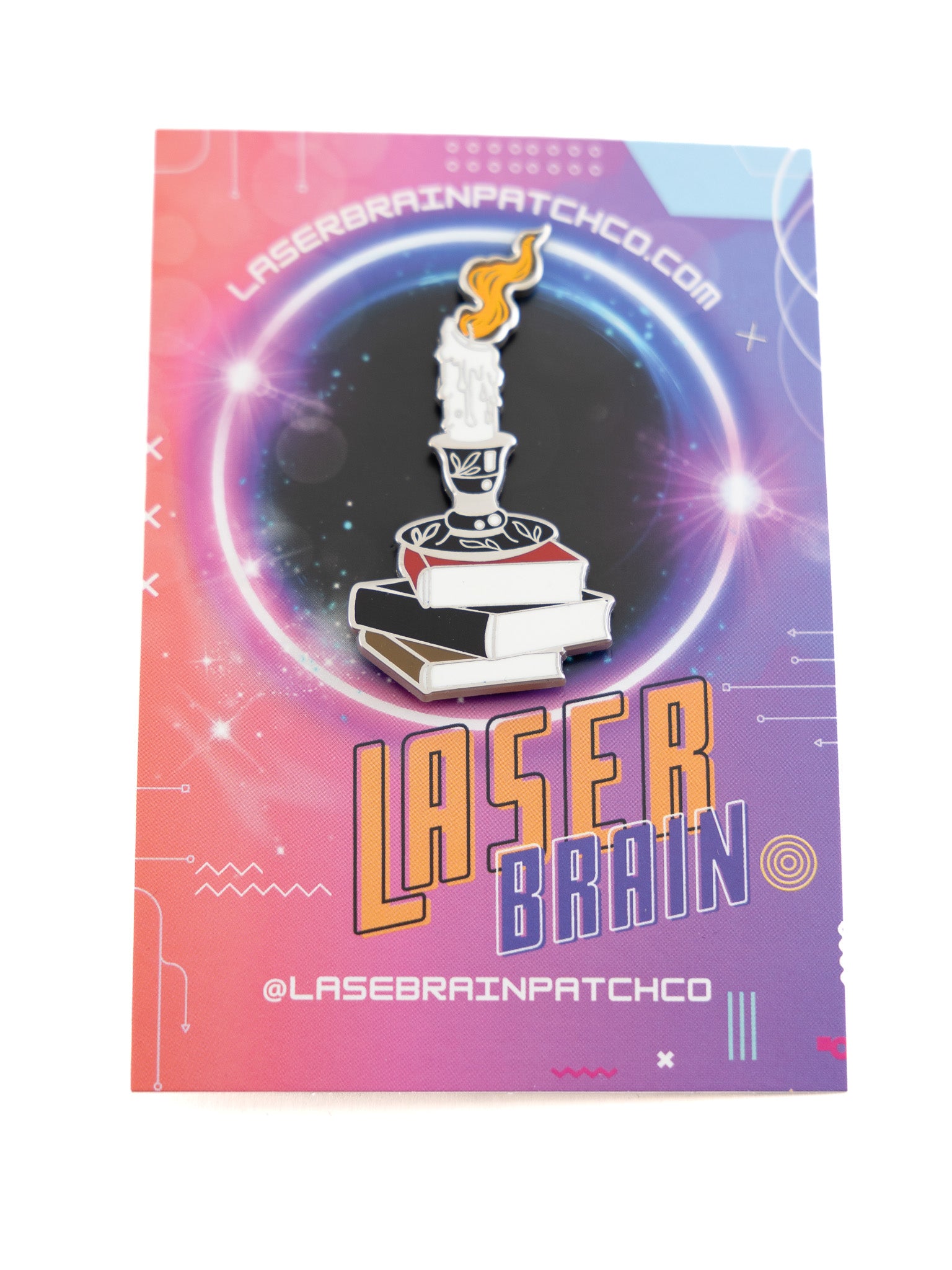 Candle & Book Stack Pin LASERBRAIN - Die With Your Boots On