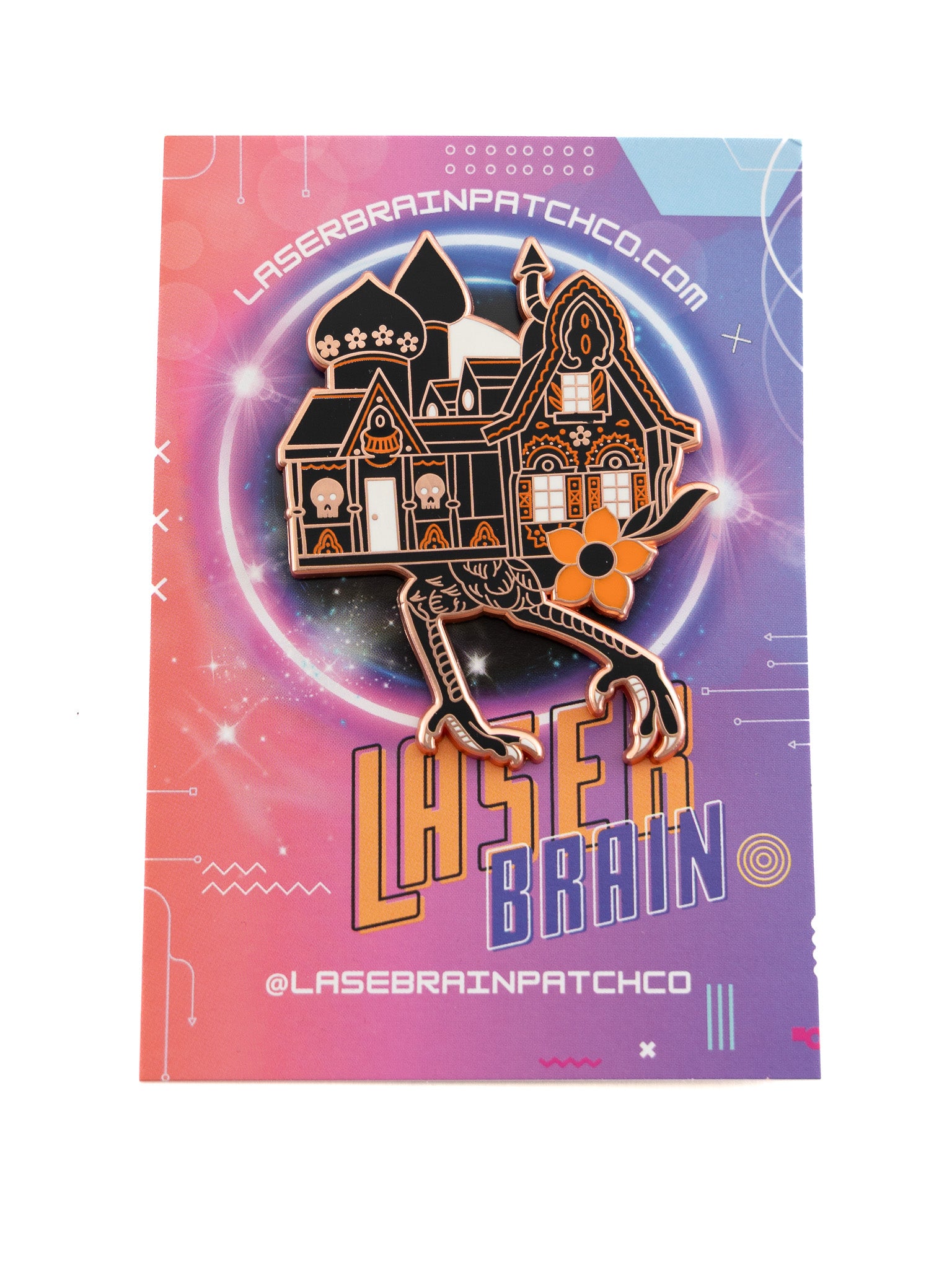 Orange Baba Yaga Pin LASERBRAIN - Die With Your Boots On
