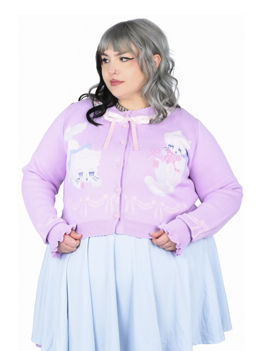 Sleepy Kittens Cropped Cardigan MY VIOLET - Die With Your Boots On