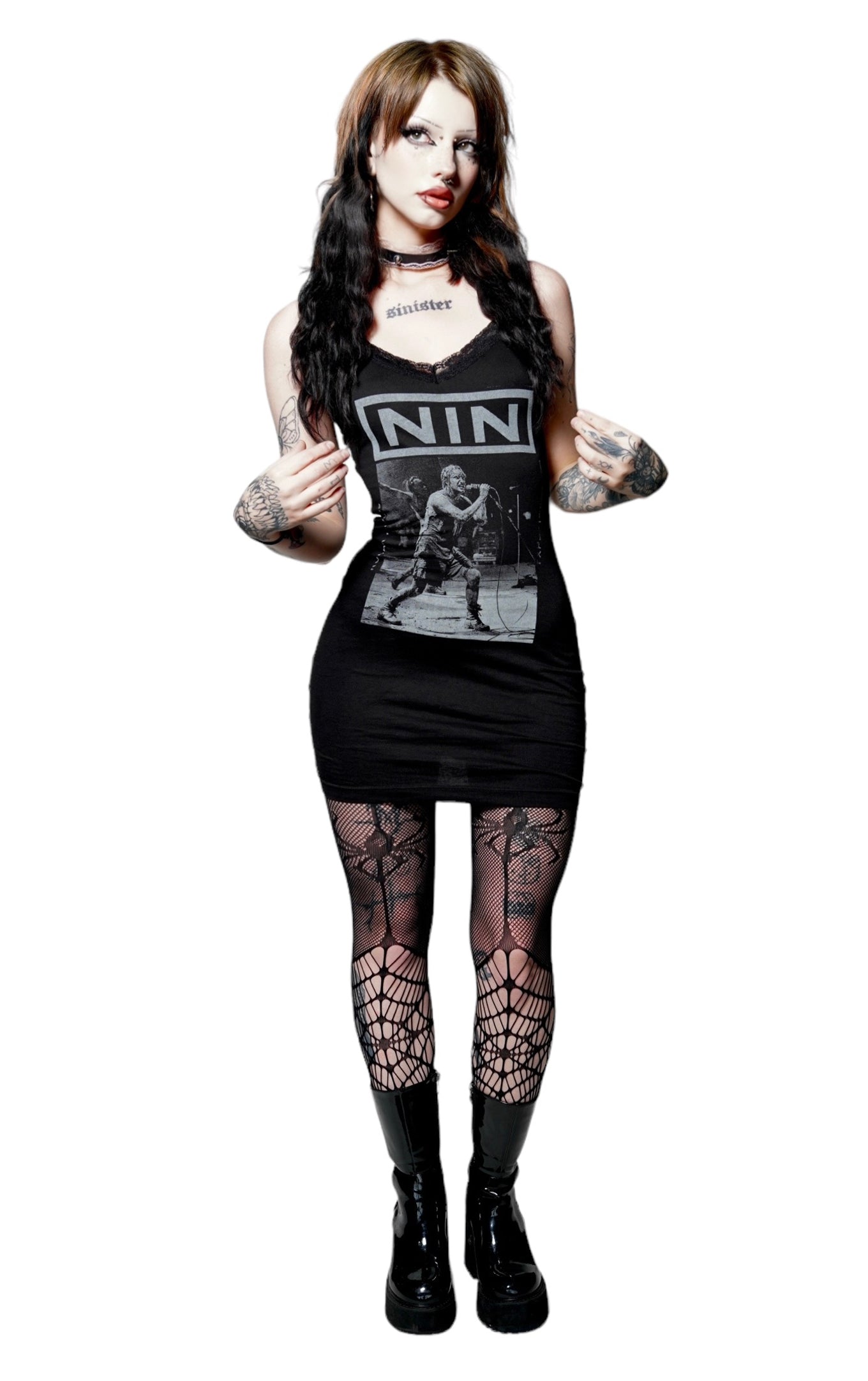 NIN Lace Strap Dress (SHIPS FROM VERA'S EYECANDY, NOT AVAILABLE FOR PICKUP IN STORE) - Die With Your Boots On