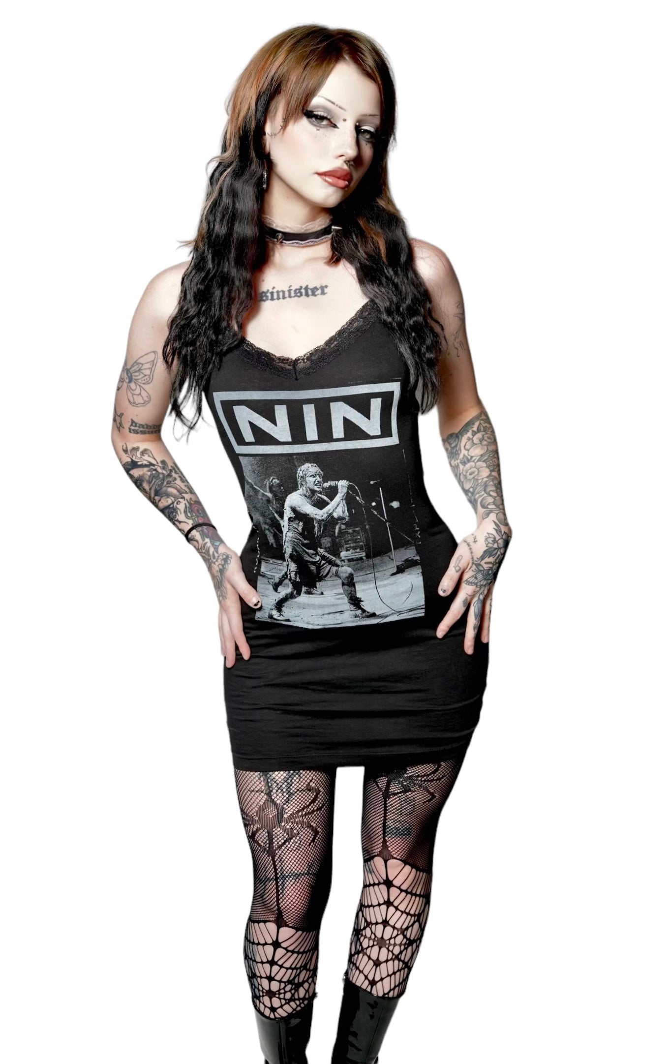 NIN Lace Strap Dress (SHIPS FROM VERA'S EYECANDY, NOT AVAILABLE FOR PICKUP IN STORE) - Die With Your Boots On