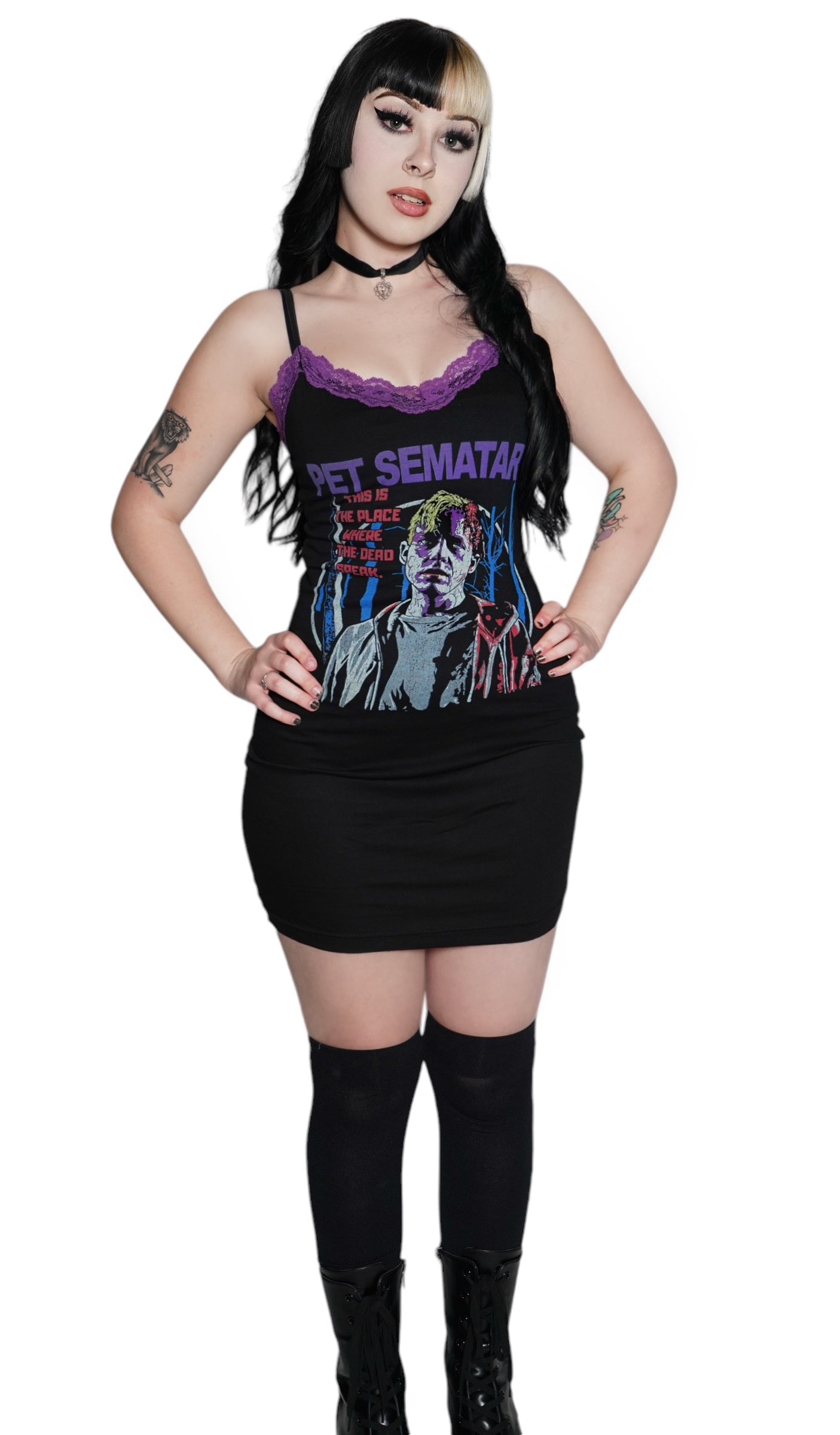 Pet Sematary Lace Strap Dress (SHIPS FROM VERA'S EYECANDY, NOT AVAILABLE FOR PICKUP IN STORE) - Die With Your Boots On