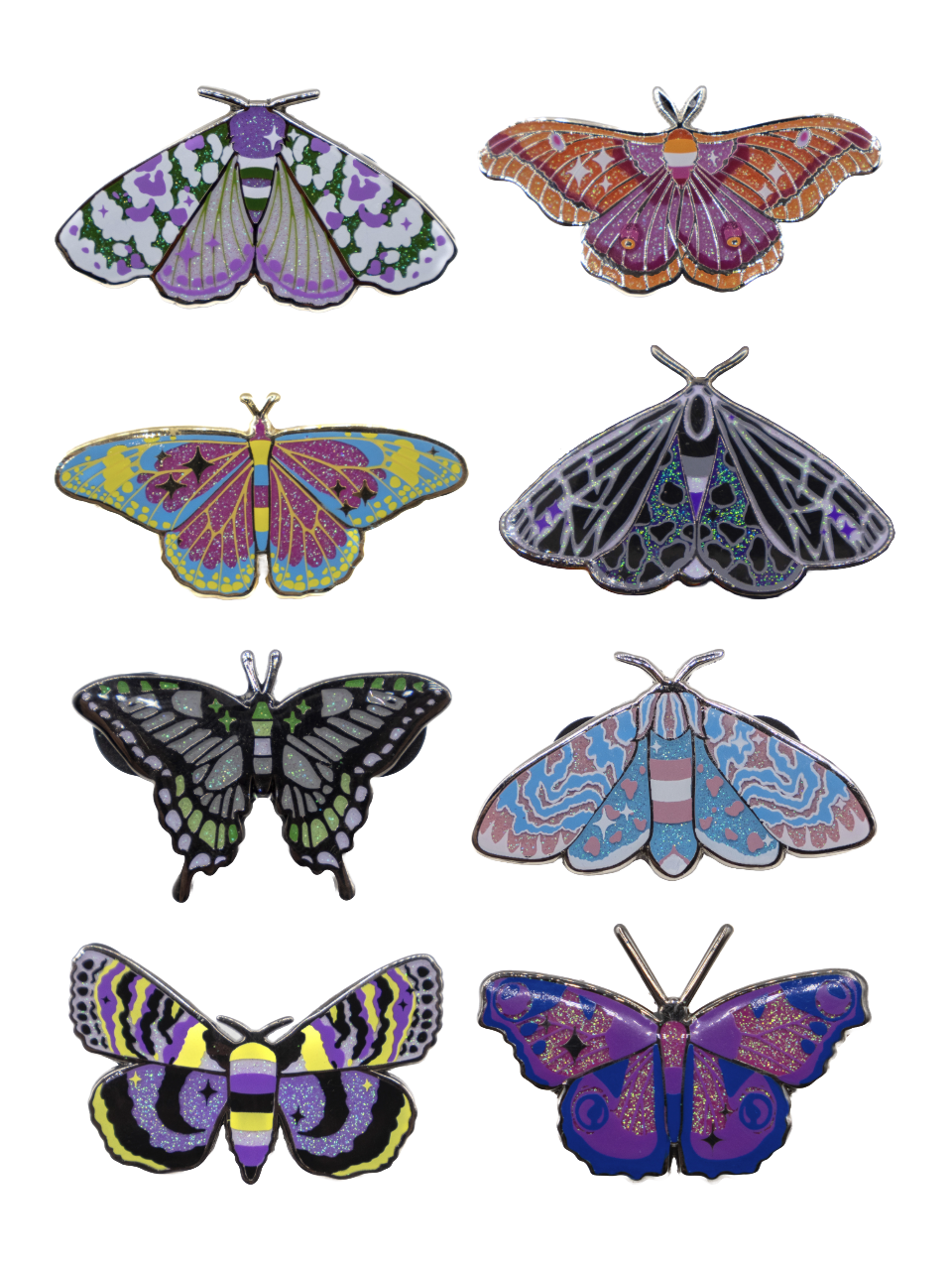 Pride Moth Glitter Enamel Pin POCKET BEAN - Die With Your Boots On