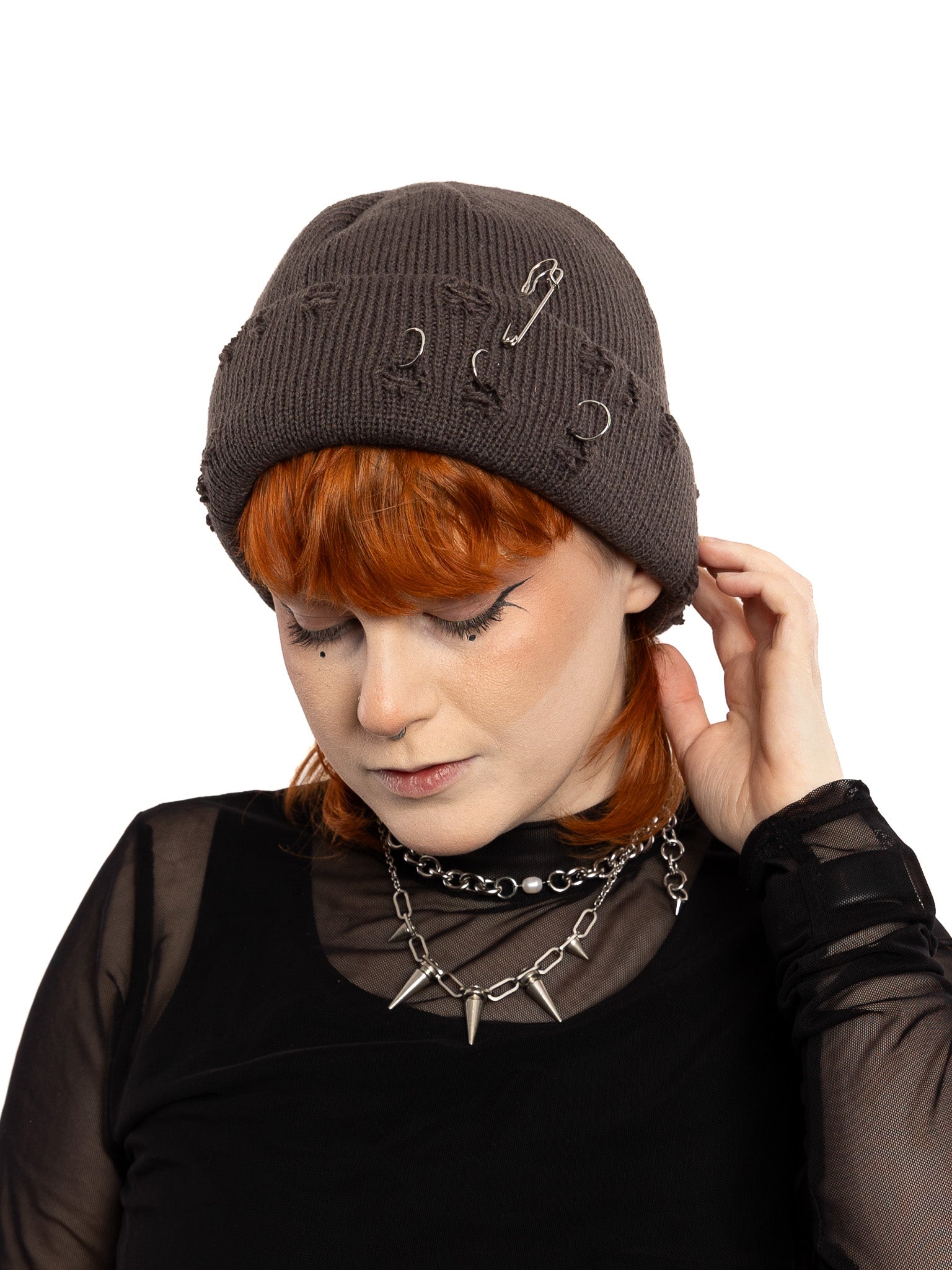 Distressed Pierced Beanie - Die With Your Boots On