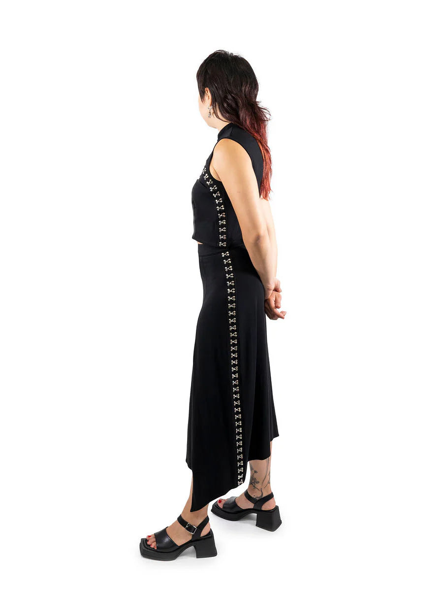 Cheongsam Clasp Midi Skirt TRUED APPAREL - Die With Your Boots On