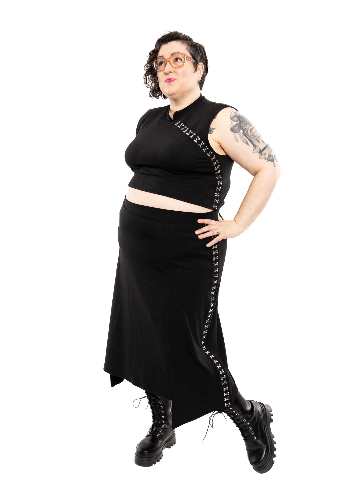 Cheongsam Clasp Midi Skirt TRUED APPAREL - Die With Your Boots On