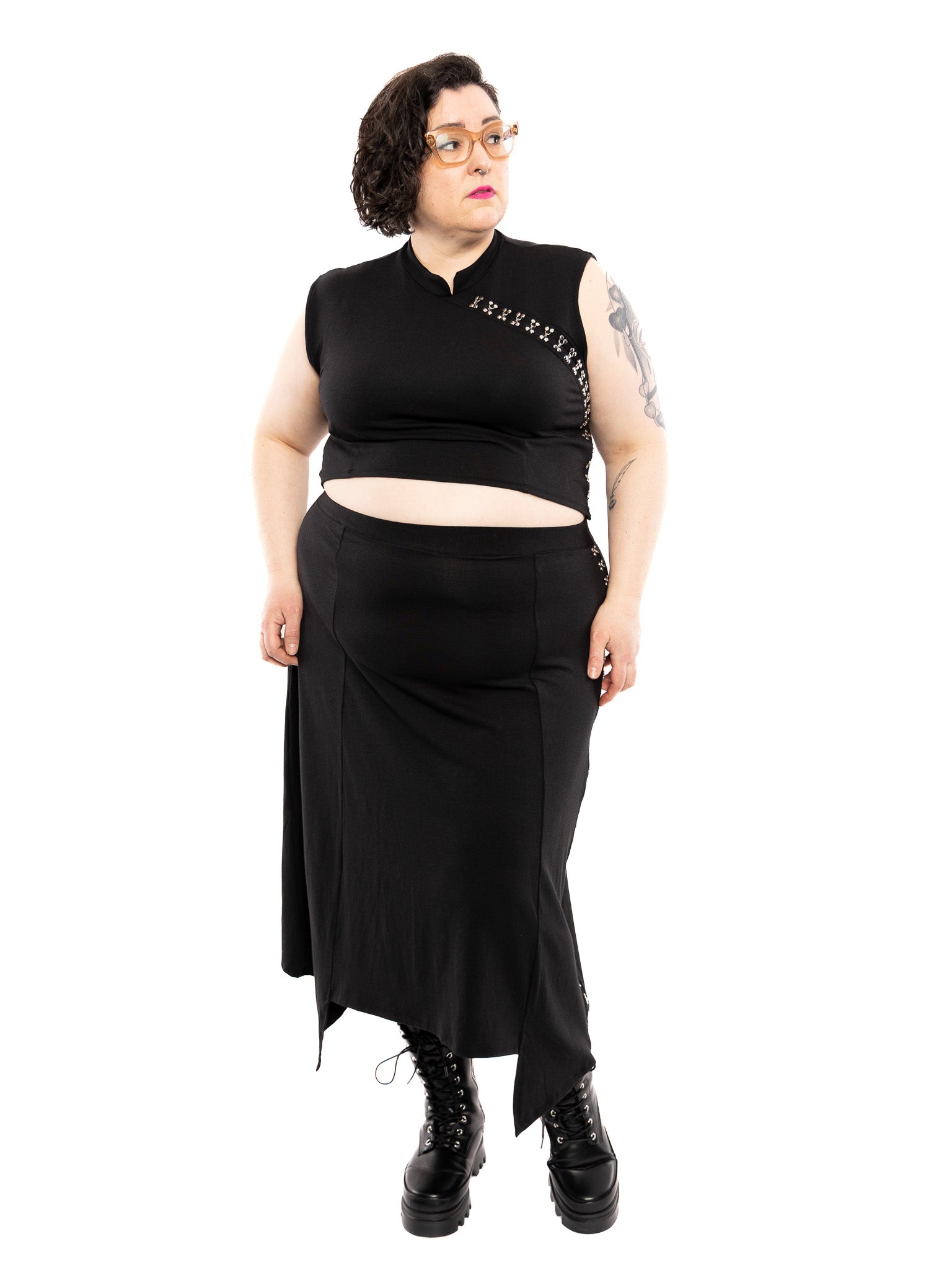 Cheongsam Clasp Midi Skirt TRUED APPAREL - Die With Your Boots On