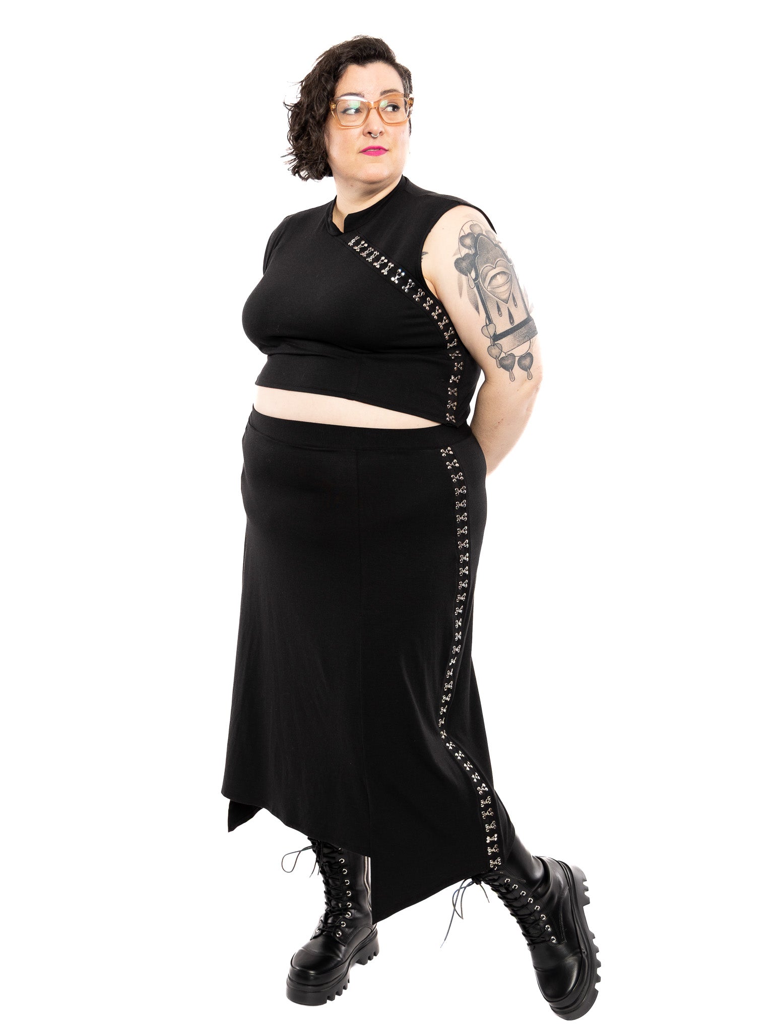 Cheongsam Clasp Midi Skirt TRUED APPAREL - Die With Your Boots On