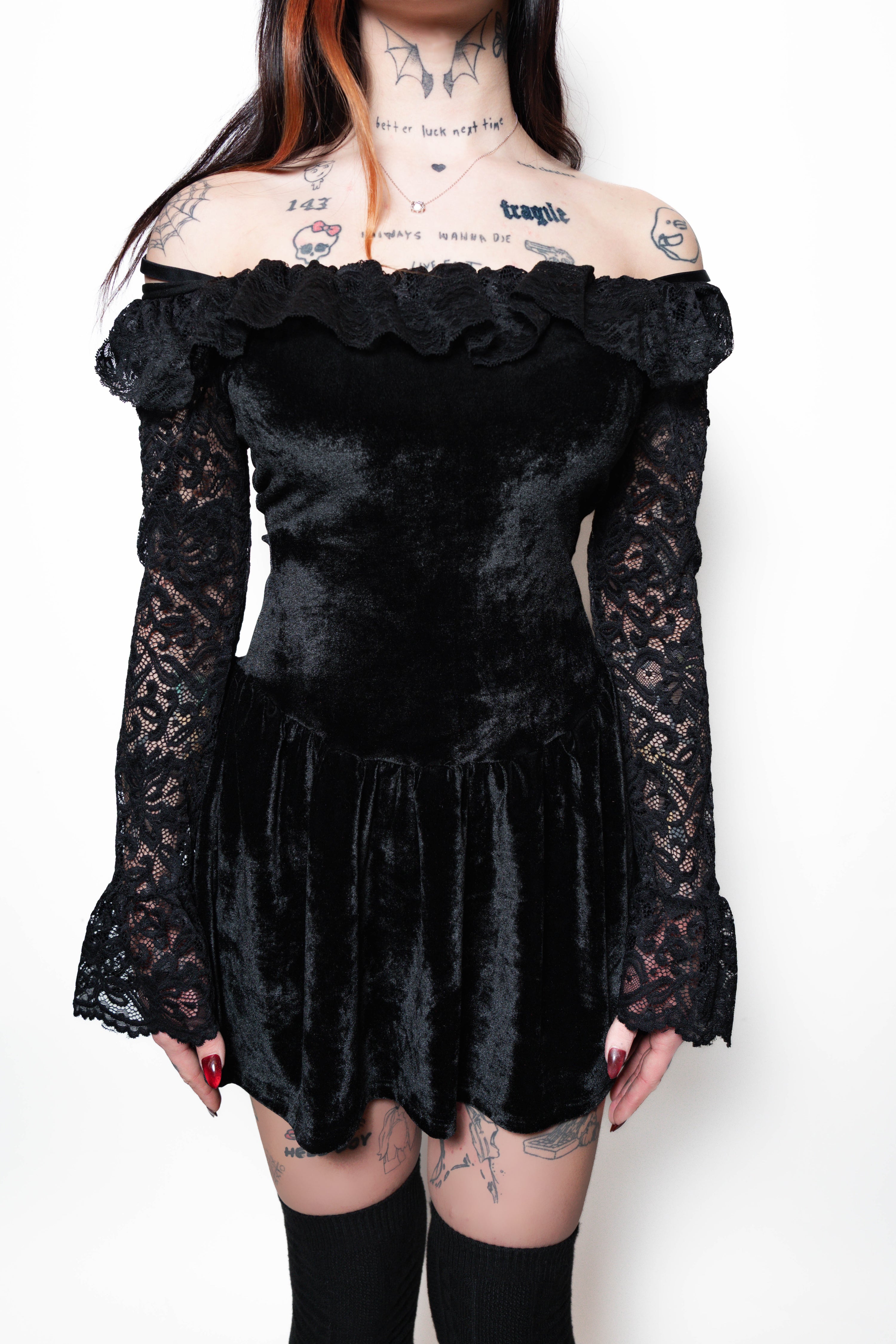 Black Widow Velvet Dress (SHIPS FROM VERA'S EYECANDY, NOT AVAILABLE FOR PICKUP IN STORE) - Die With Your Boots On