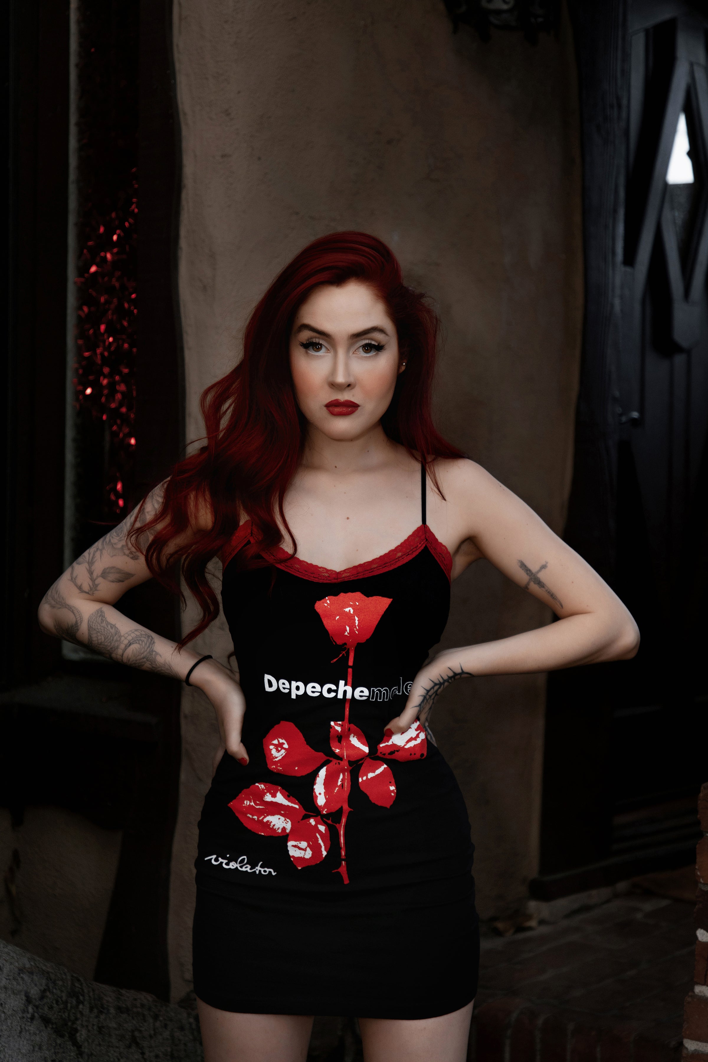 Depeche Mode Red Lace Strap Dress (SHIPS FROM VERA'S EYECANDY, NOT AVAILABLE FOR PICKUP IN STORE) - Die With Your Boots On