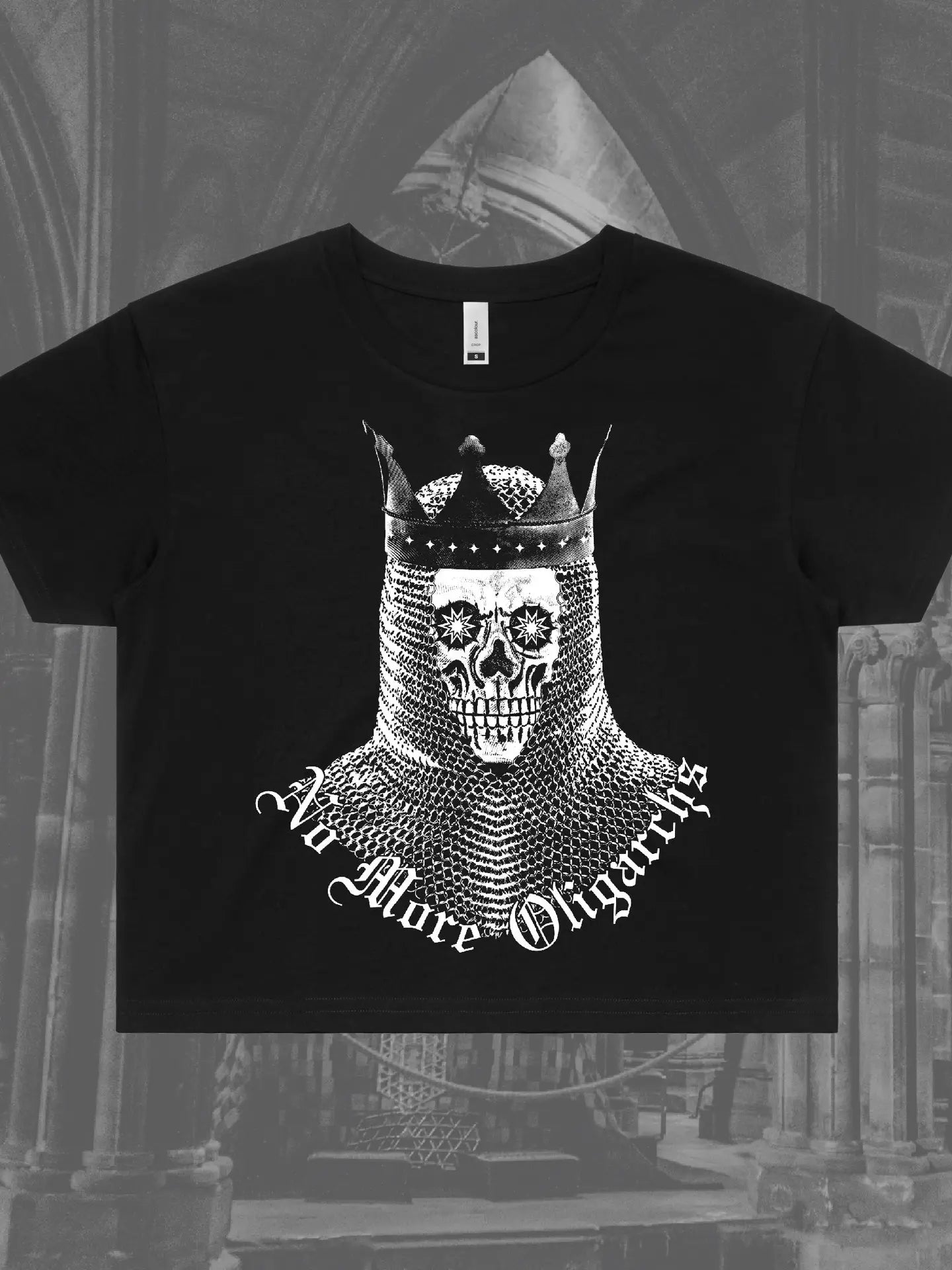 No More Oligarchs Crop Tee WHILE ODIN SLEEPS - Die With Your Boots On