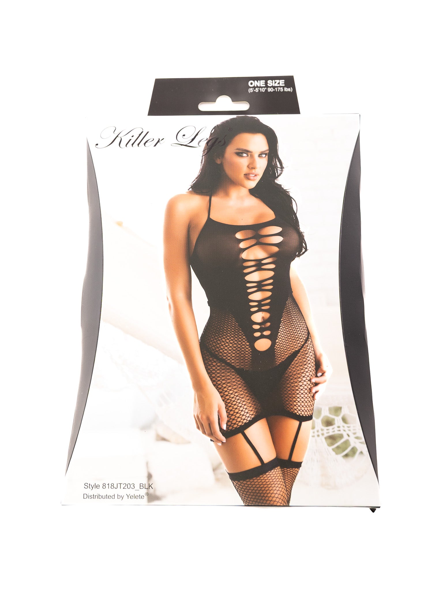 V-Neck Cutouts Fishnet Garter Mini Dress - Die With Your Boots On