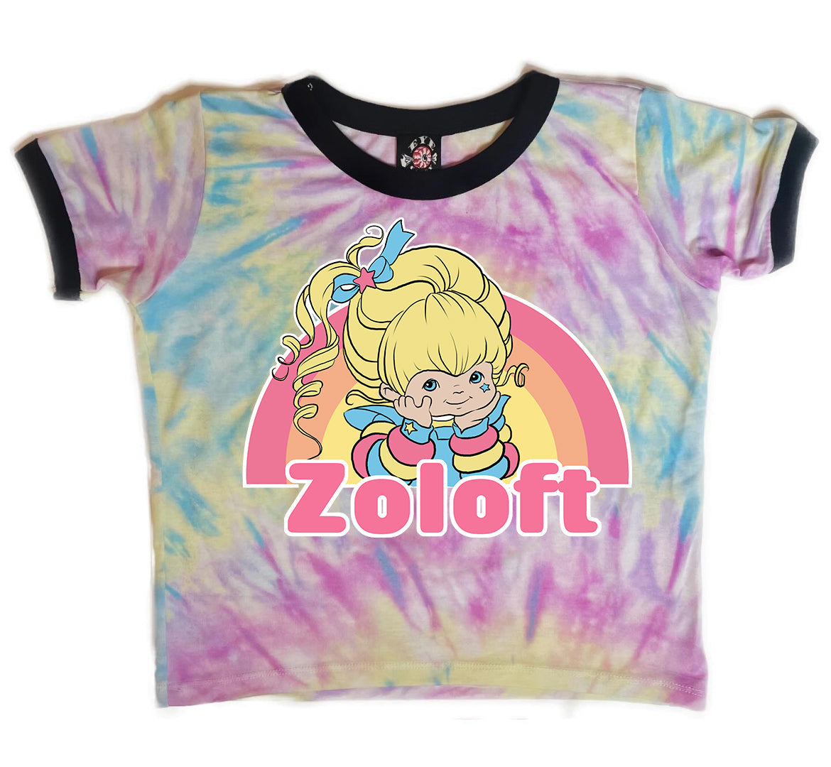 Zoloft Tie-Dye Ringer Tee (SHIPS FROM VERA'S EYECANDY, NOT AVAILABLE FOR PICKUP IN STORE) - Die With Your Boots On