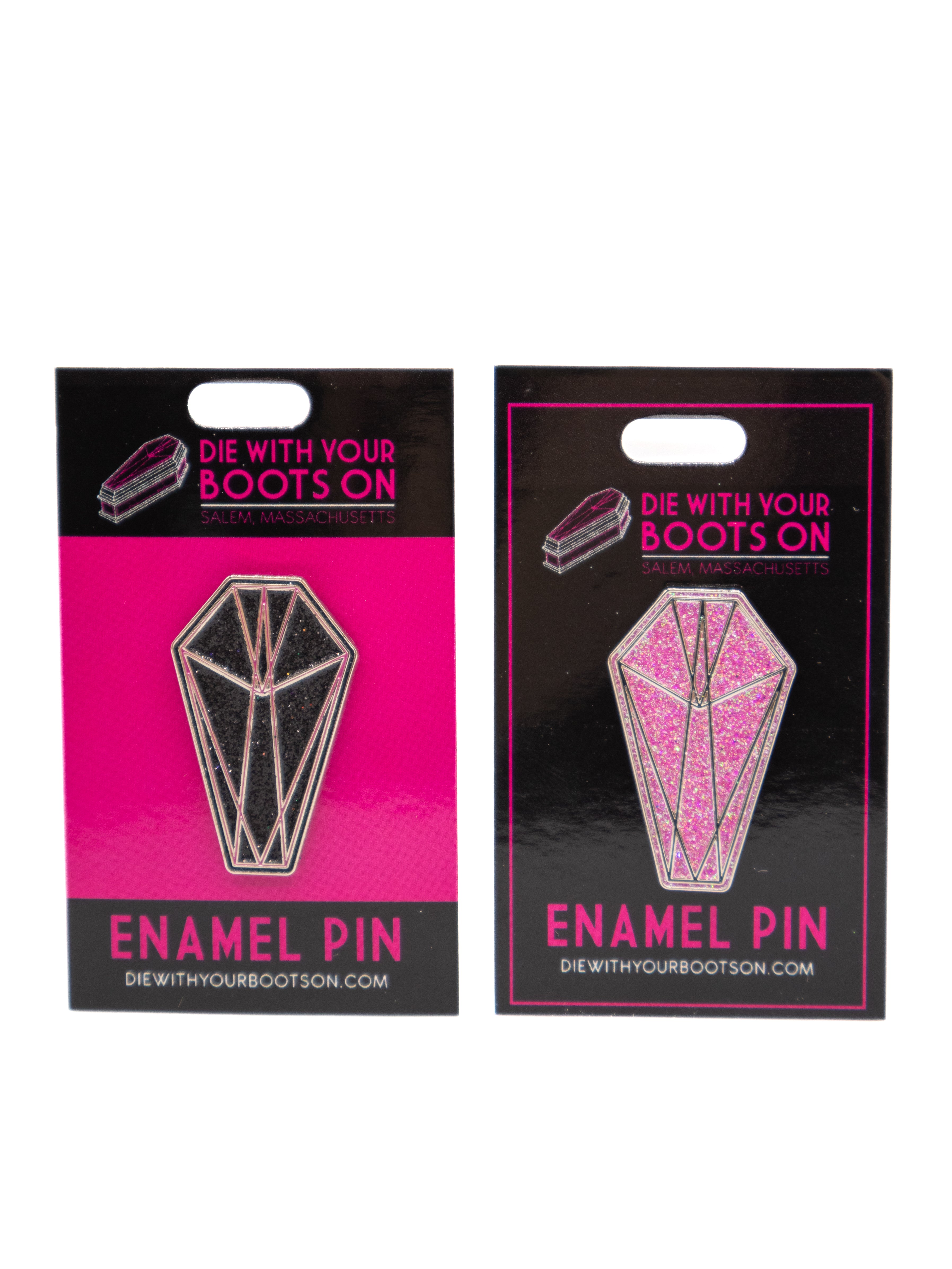 Glitter DWYBO Coffin Pin - Die With Your Boots On