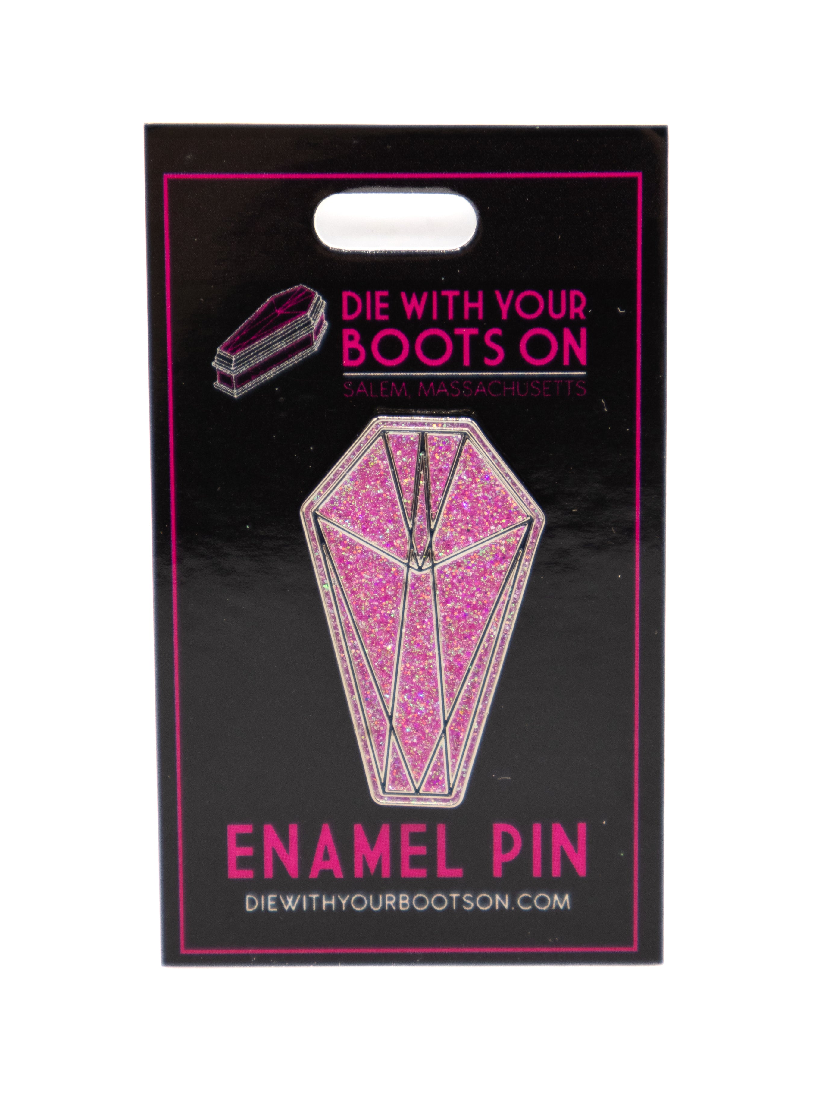 Glitter DWYBO Coffin Pin - Die With Your Boots On