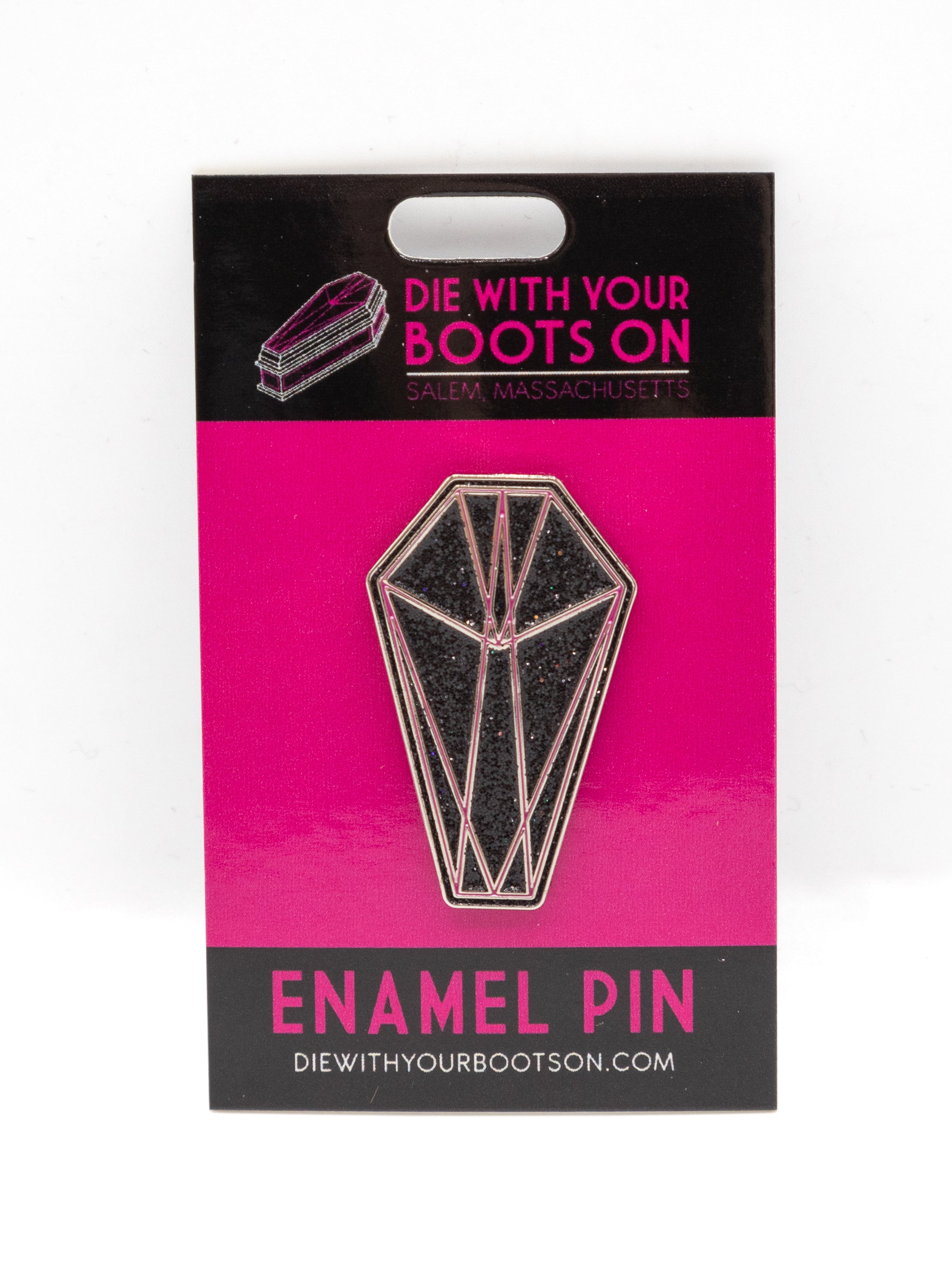 Glitter DWYBO Coffin Pin - Die With Your Boots On
